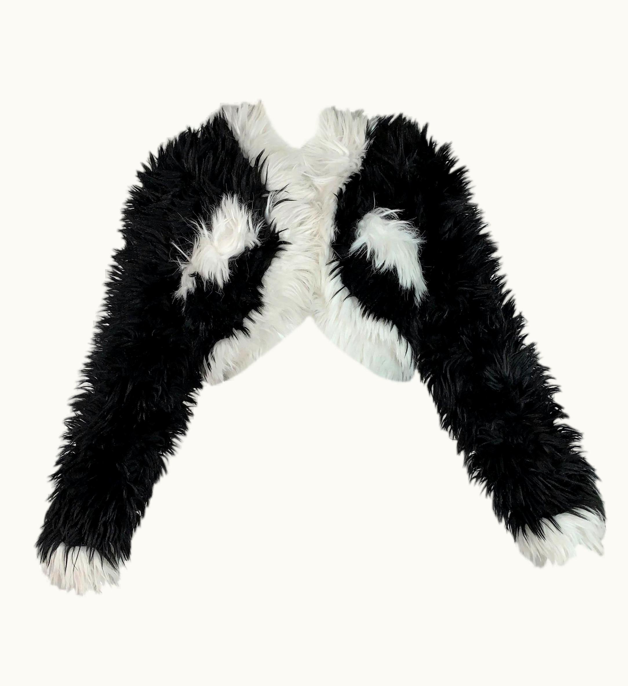 Chanel AW 1994 Chanel Documented Runway Black & White Faux Fur Cropped Jacket