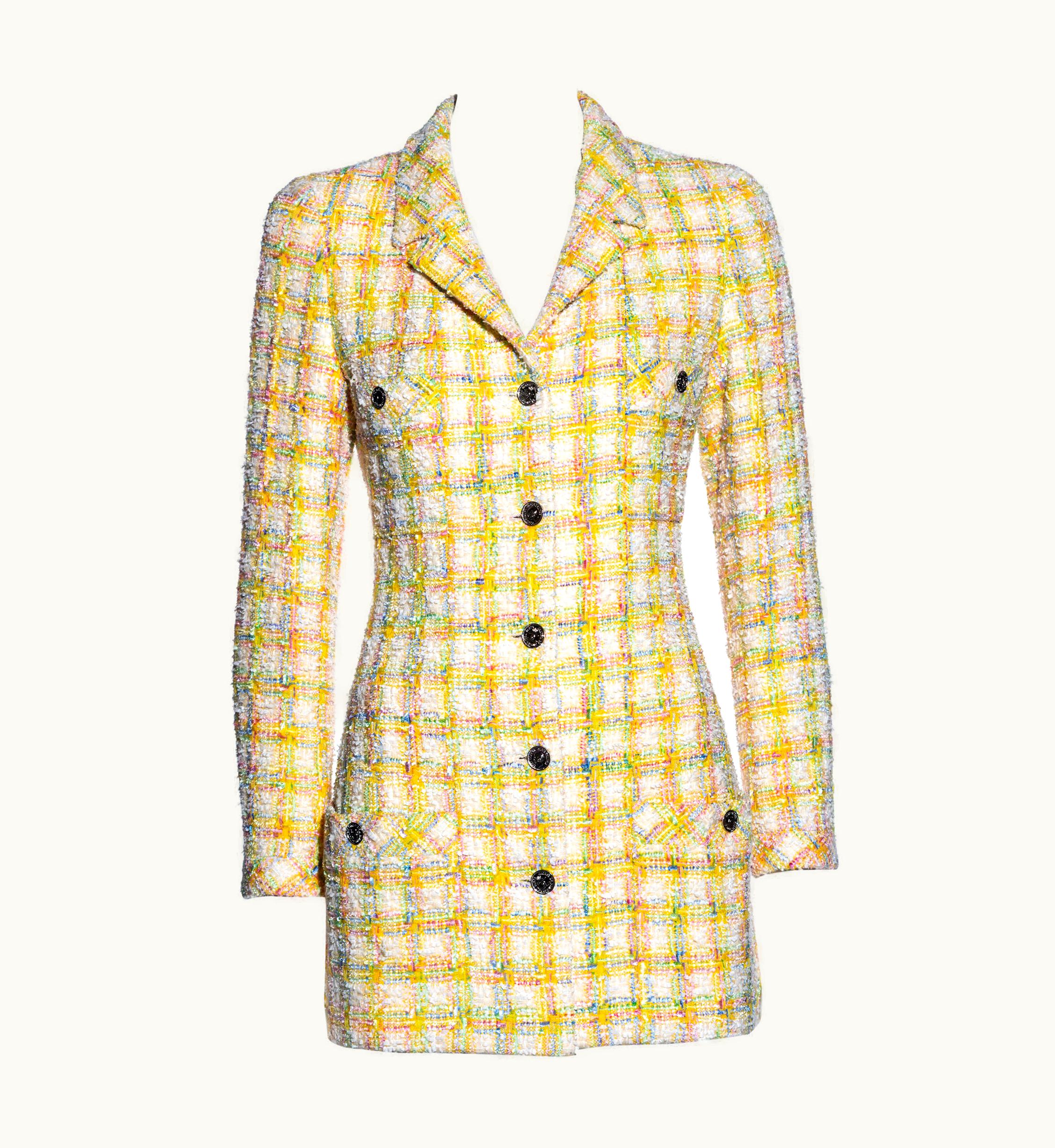 Chanel Chanel By Karl Lagerfeld Pastel Tweed Mini Dress Jacket, S/S 1996