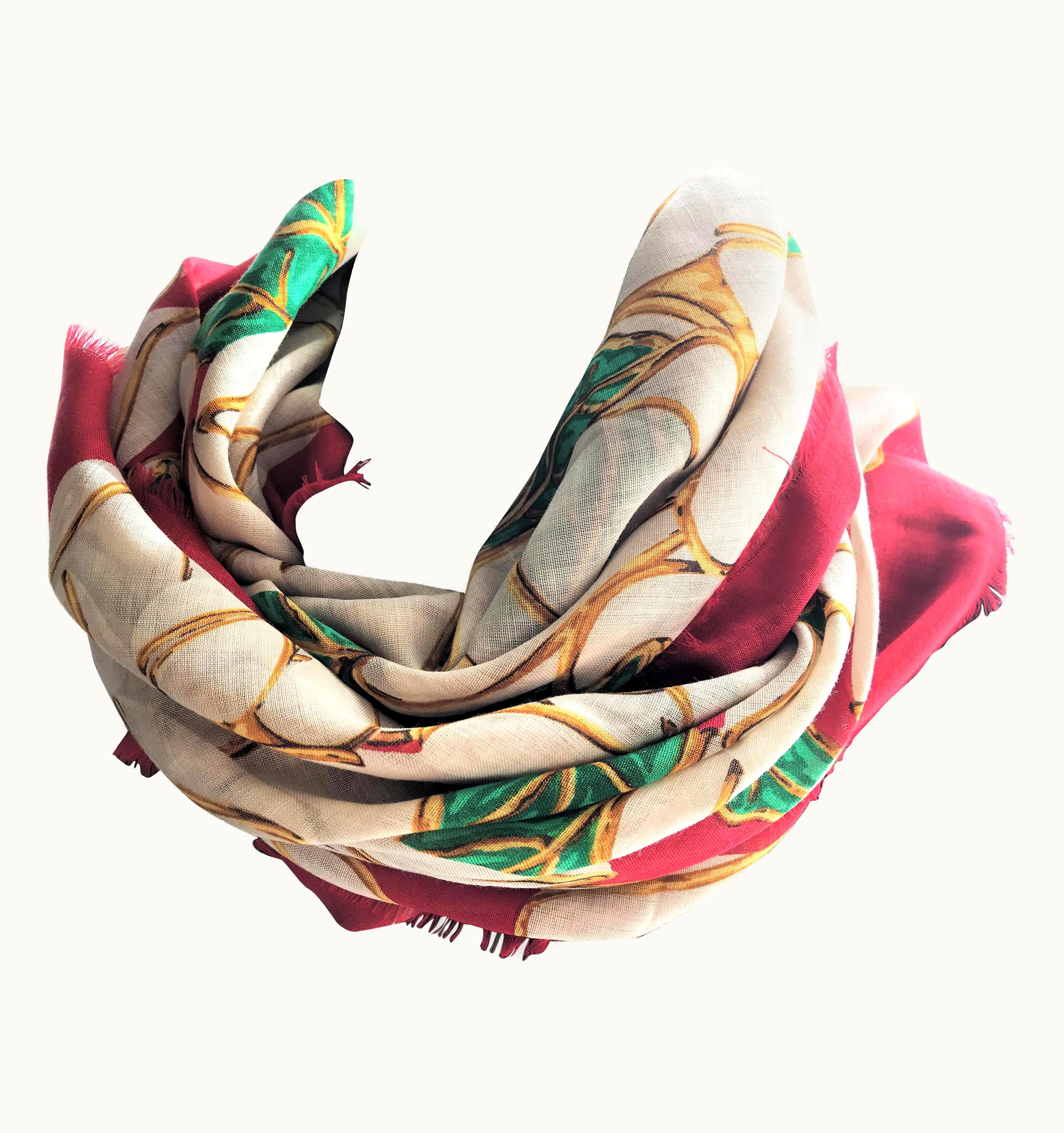 Chanel Vintage Chanel Scarf Silk Wool Size 130 130 Cm