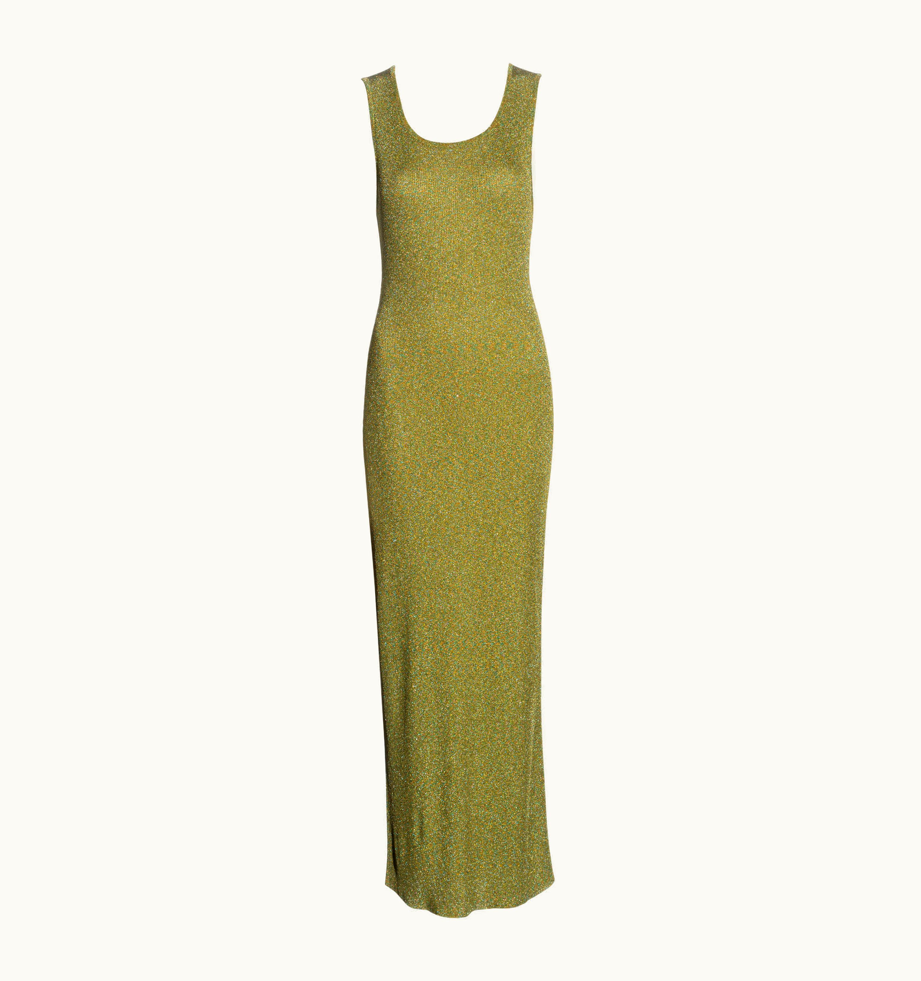Chanel Chanel By Karl Lagerfeld Metallic Green Lurex Knit Maxi Dress, AW 1996