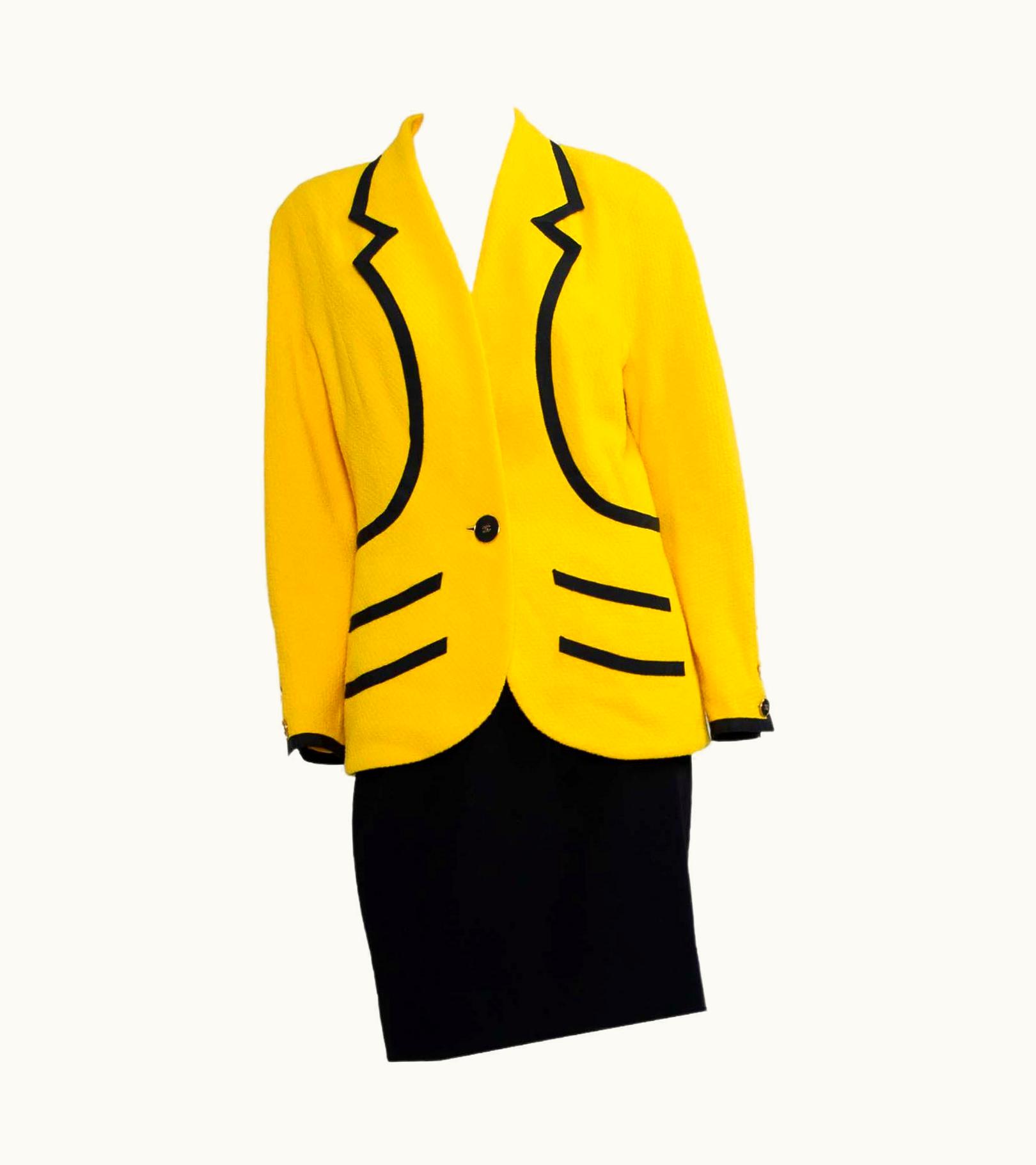 Chanel S/S 1991 Chanel By Karl Lagerfeld Canary Yellow Skirt Suit Documented