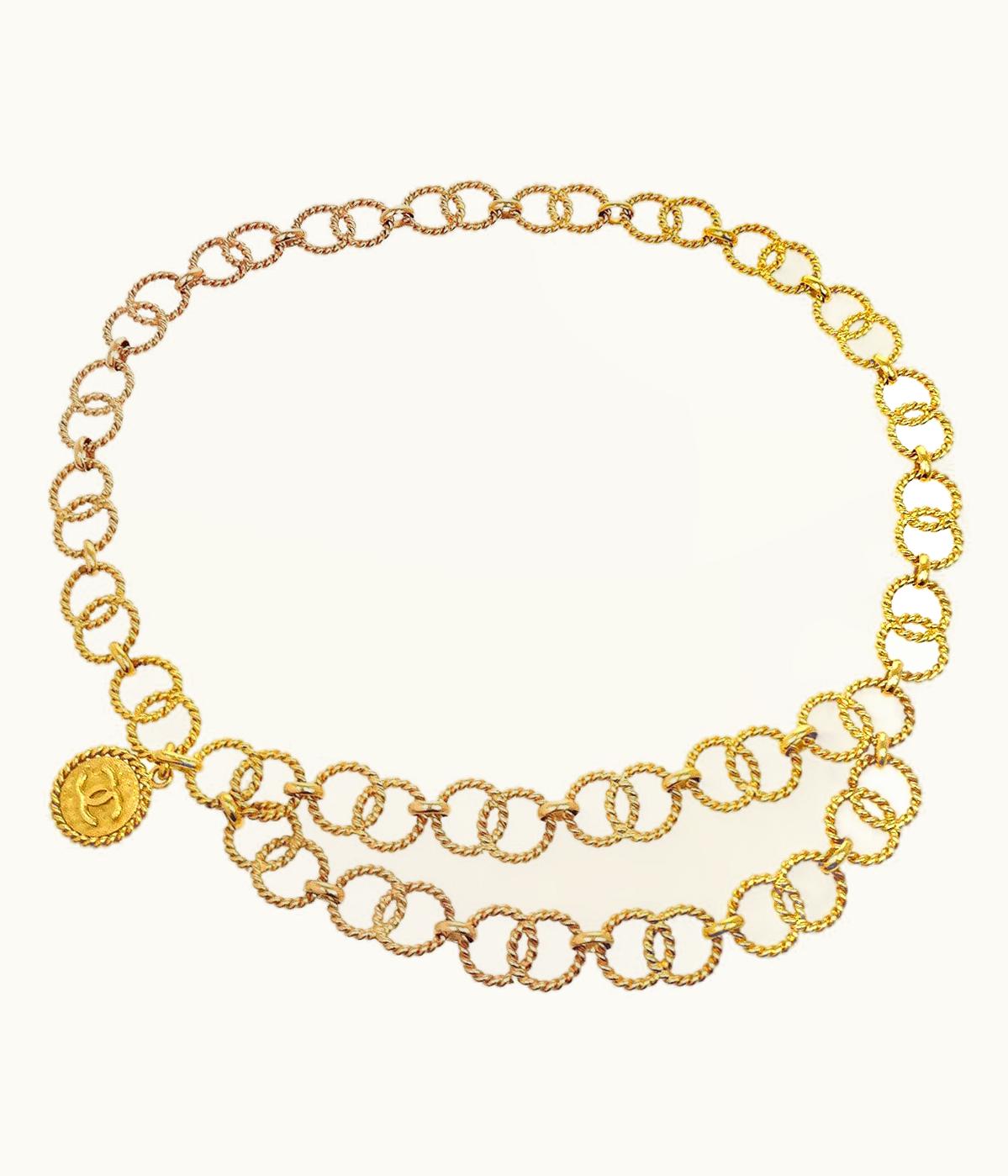 Chanel Chanel Cc Charm Braided Gold Metal Chain Link Double Waist Belt