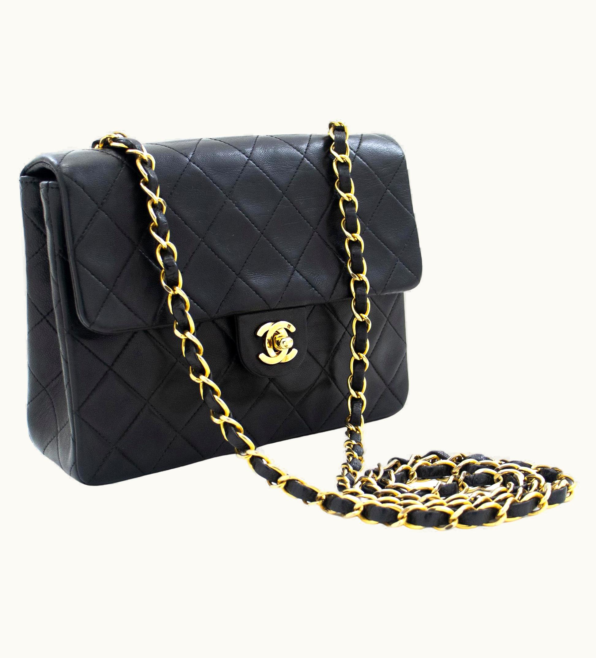 Chanel Chanel Mini Square Small Chain Shoulder Crossbody Bag Black Quilt UZ0592194
