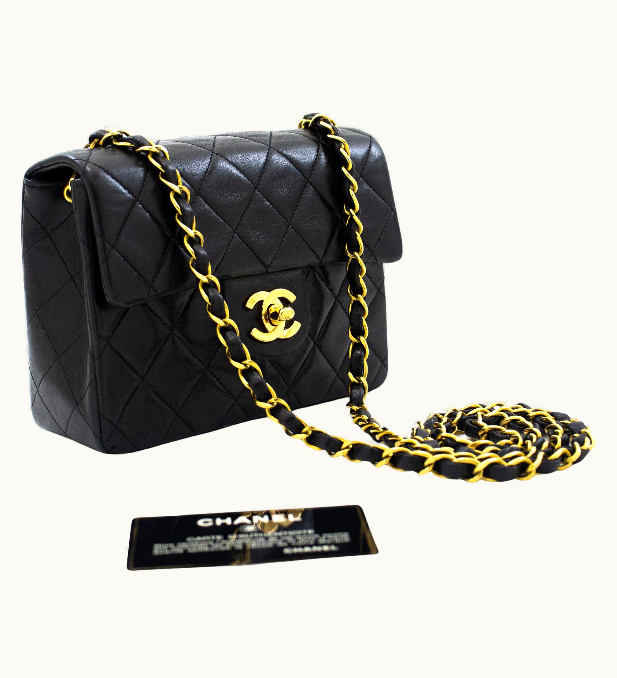 Chanel Chanel Mini Square Small Chain Shoulder Crossbody Bag Black Quilt UZ0592204