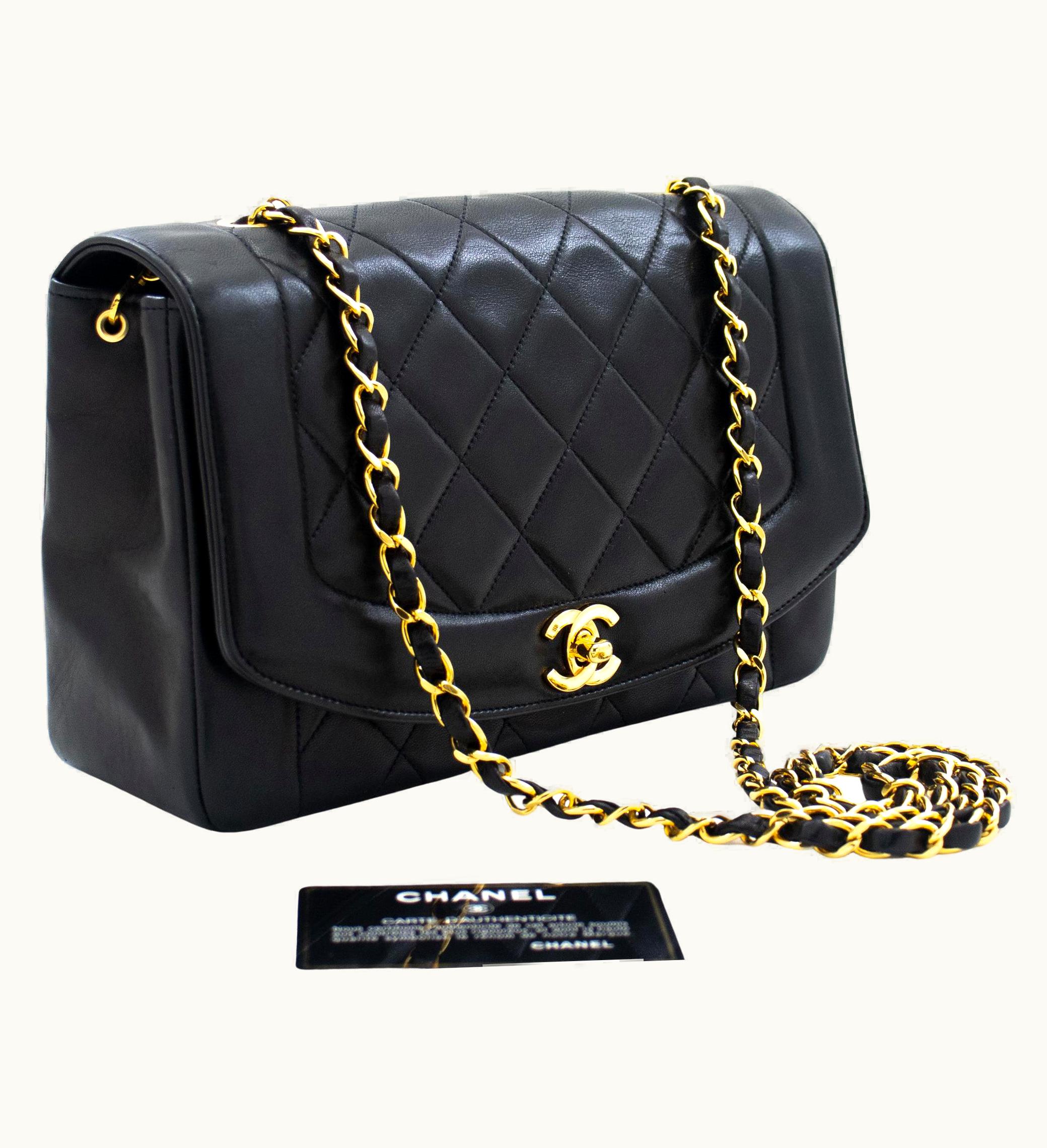 Chanel Chanel Diana Chain Flap Shoulder Crossbody Bag Black Quilted Lamb UZ0592206