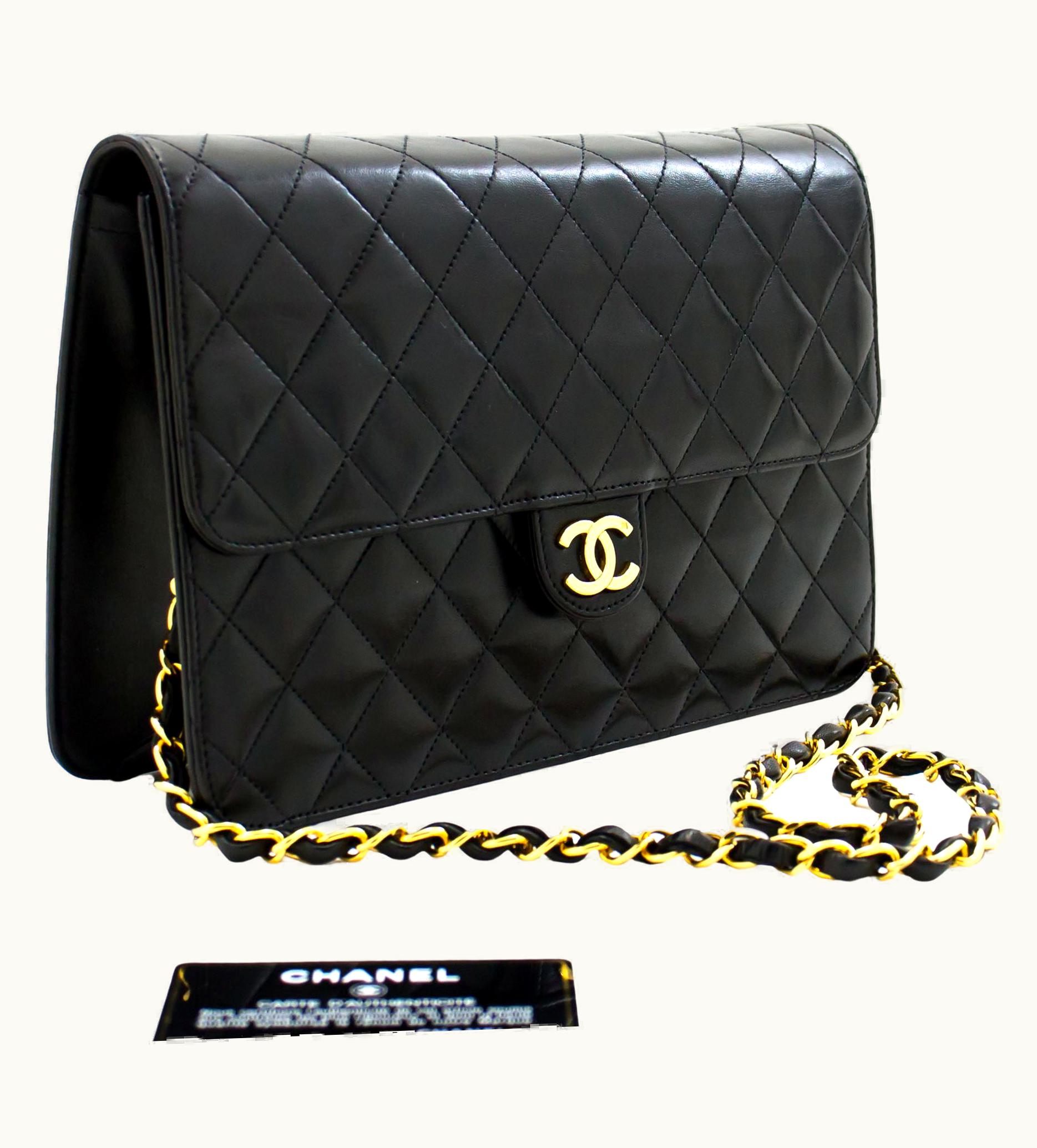 Chanel Chanel Chain Shoulder Bag Black Clutch Flap Quilted Purse Lambskin UZ0592212