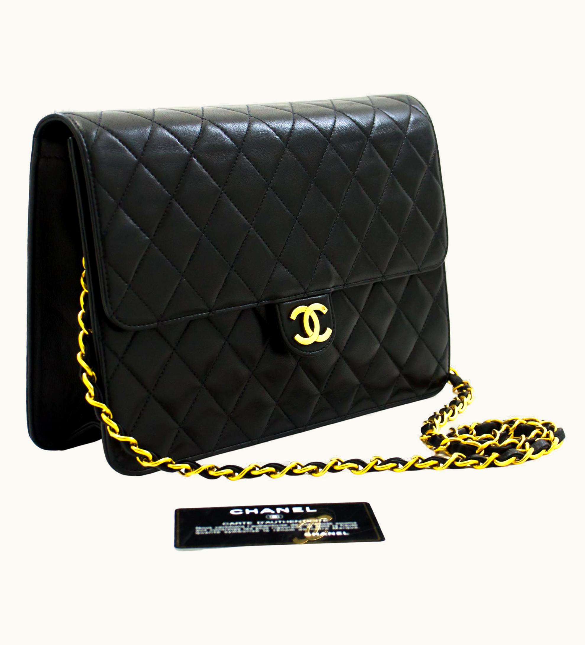Chanel Chanel Chain Shoulder Bag Black Clutch Flap Quilted Purse Lambskin UZ0592213