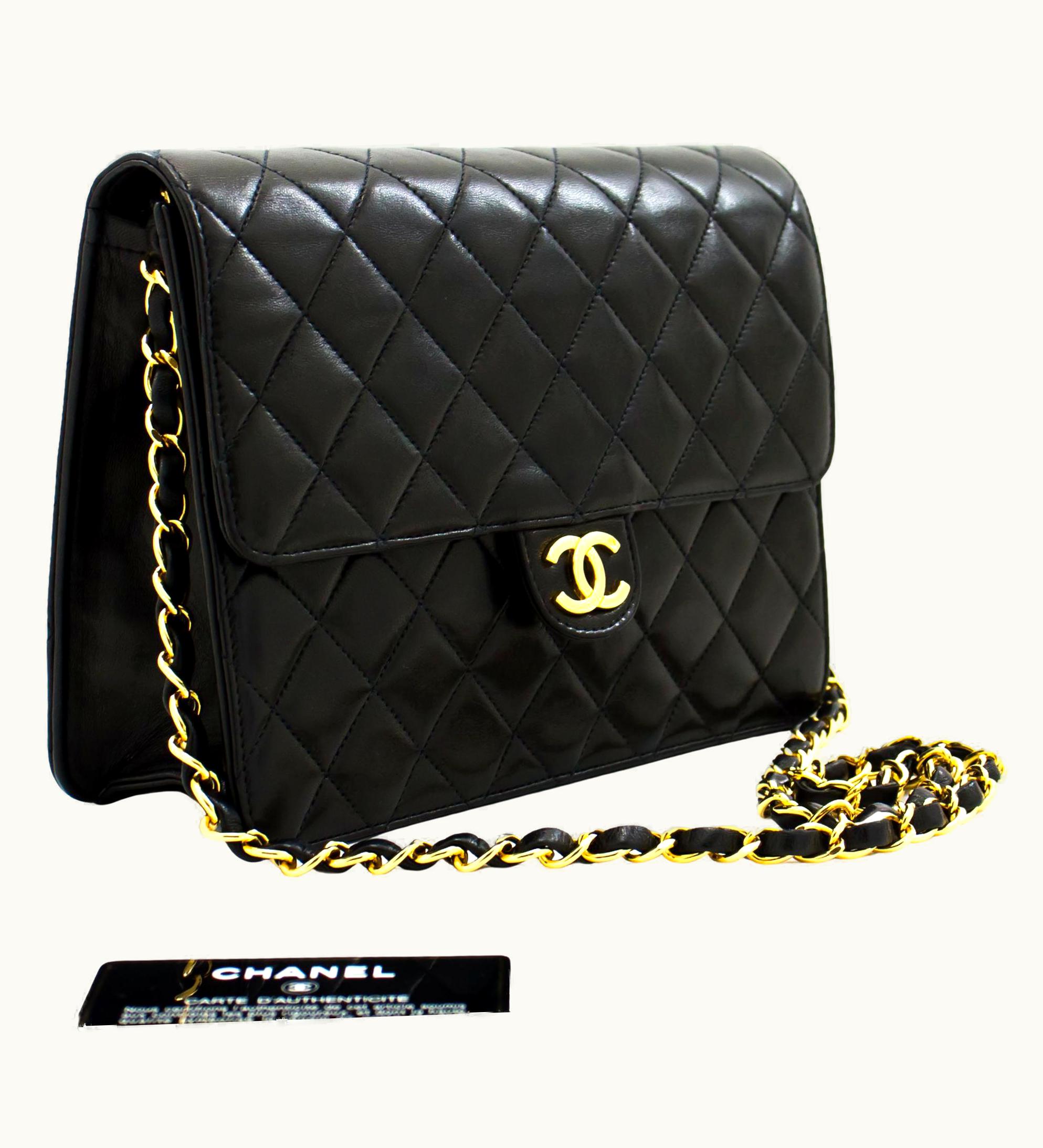 Chanel Chanel Small Chain Shoulder Bag Black Clutch Flap Quilted Lambskin UZ0592215