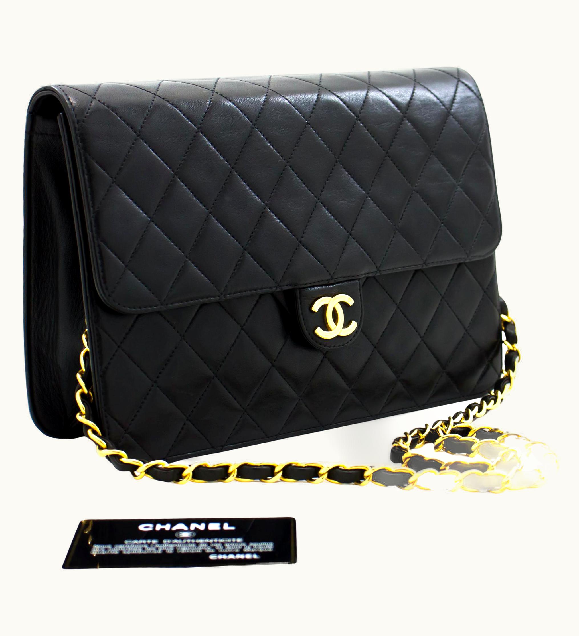 Chanel Chanel Chain Shoulder Bag Black Clutch Flap Quilted Purse Lambskin UZ0592217