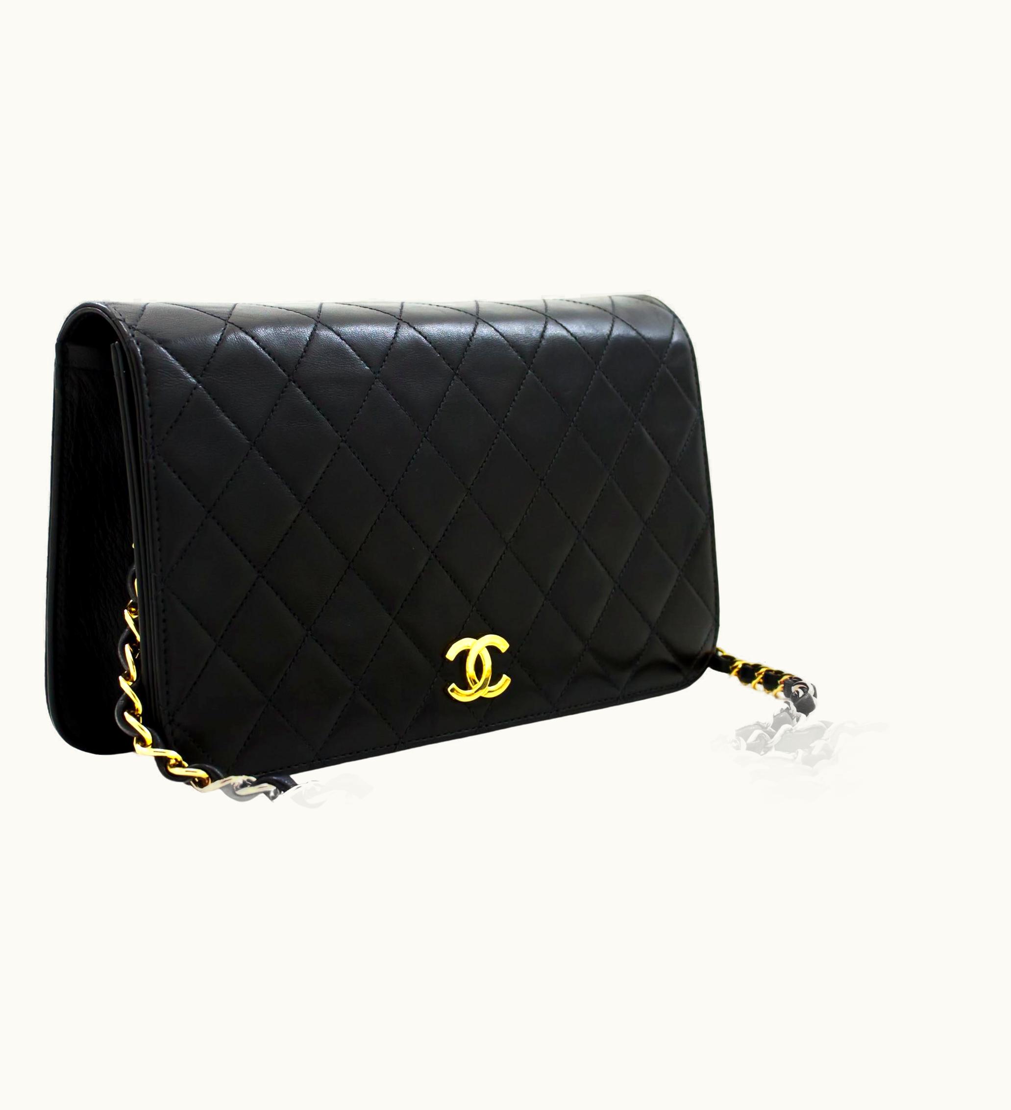 Chanel Chanel Full Chain Flap Shoulder Bag Black Clutch Quilted Lambskin UZ0592218