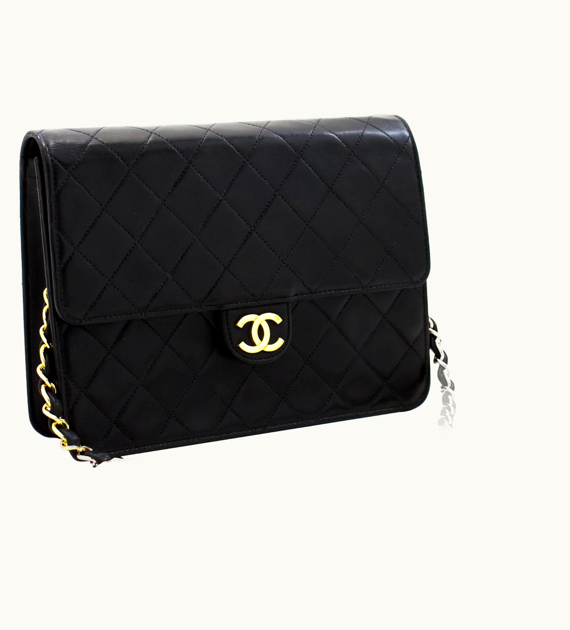 Chanel Chanel Small Chain Shoulder Bag Black Clutch Flap Quilted Lambskin UZ0592220