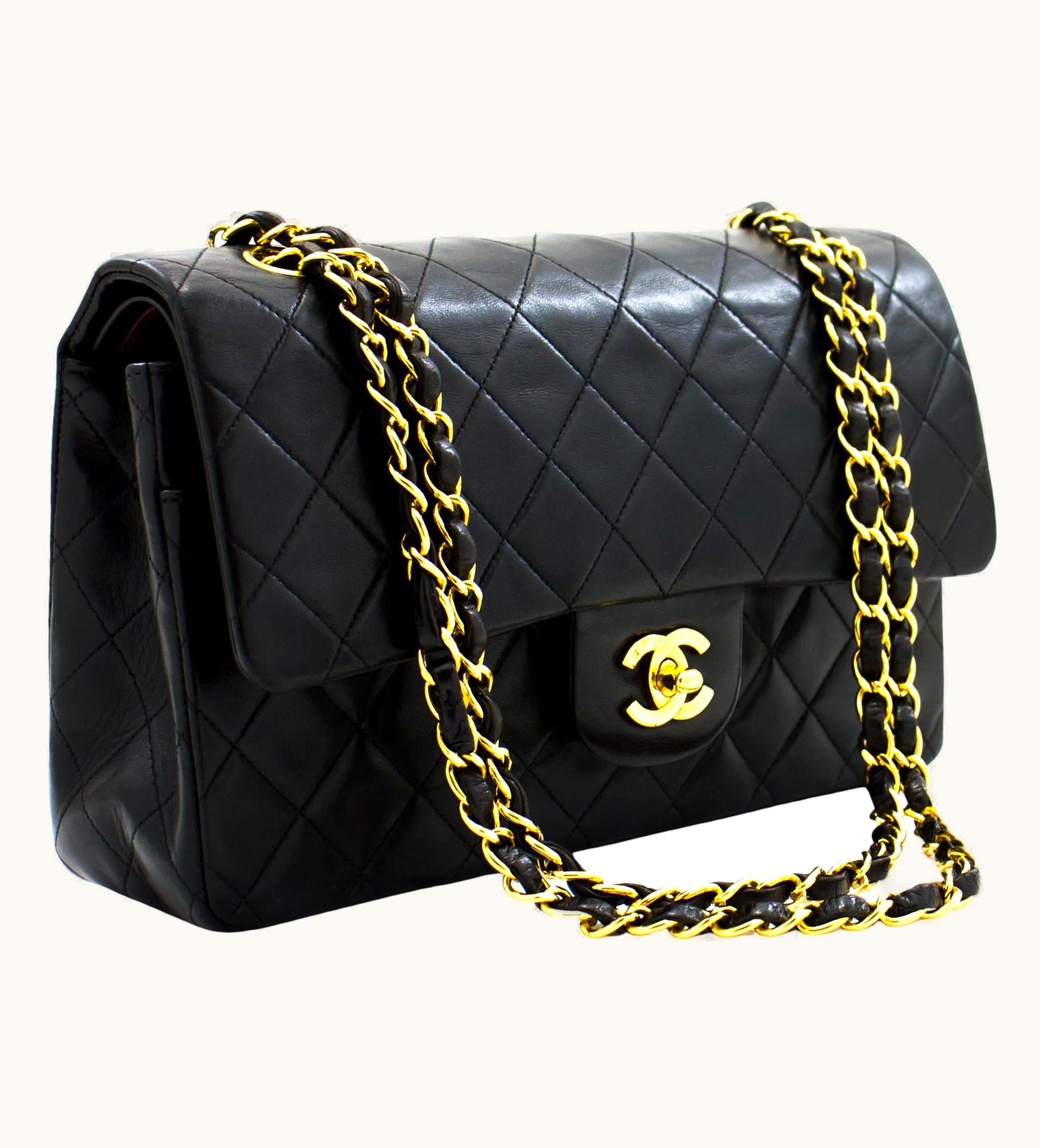 Chanel Chanel 2.55 Double Flap Medium Chain Shoulder Bag Lambskin Black UZ0592231