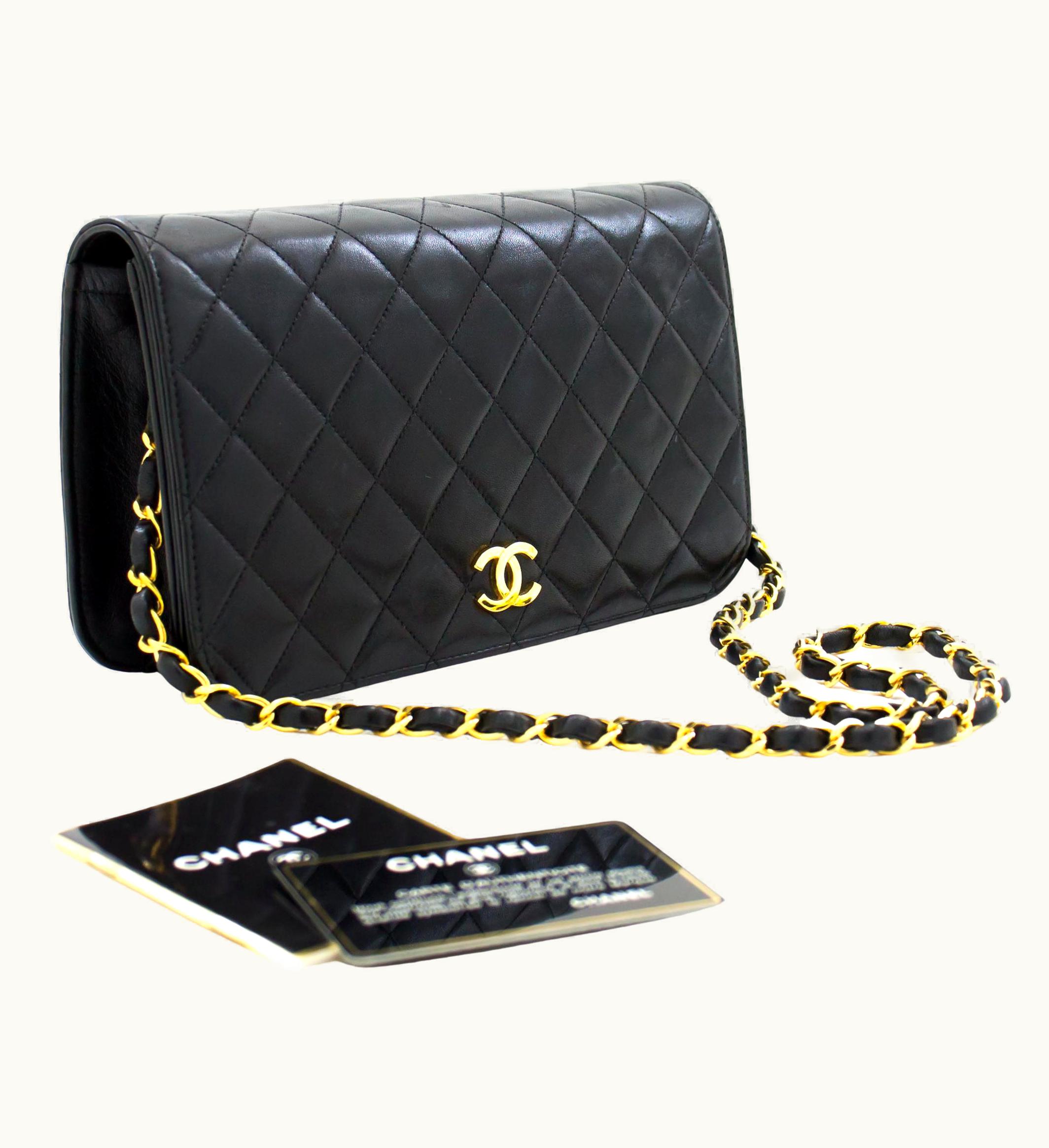 Chanel Chanel Full Chain Flap Shoulder Bag Black Clutch Quilted Lambskin UZ0592235