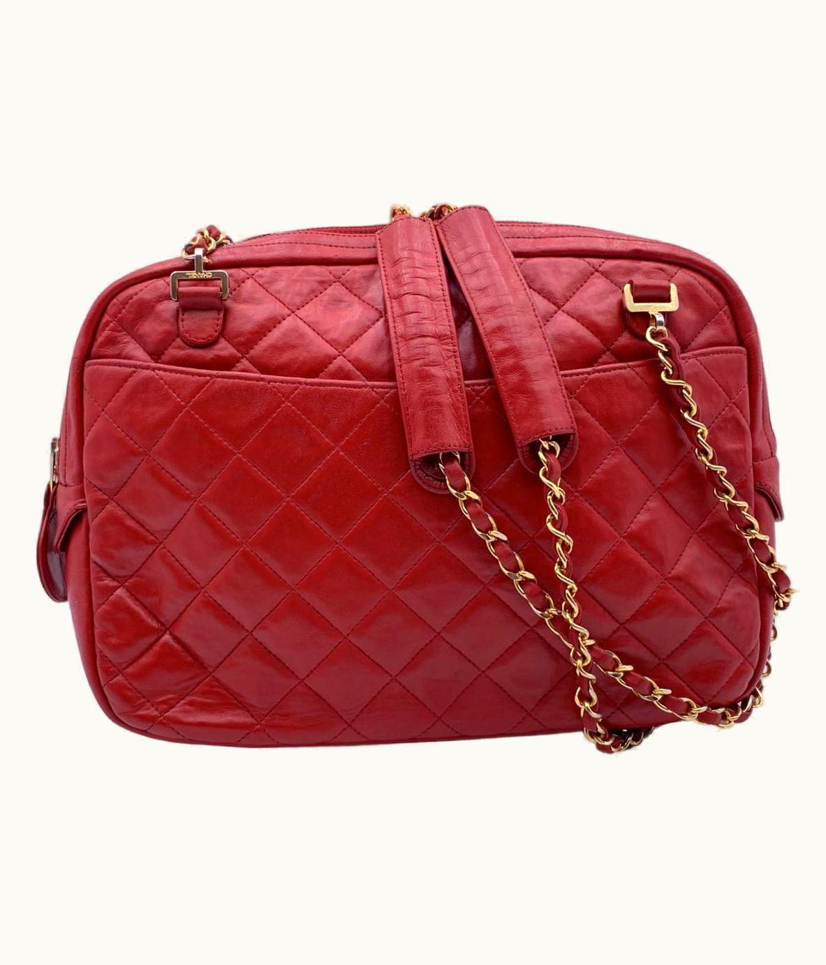 Chanel Chanel Vintage Red Quilted Leather Camera Shoulder Bag