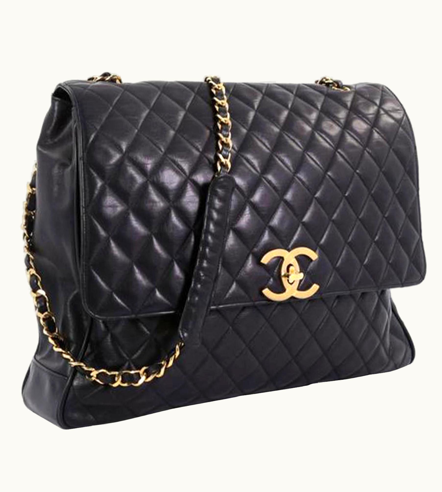 Chanel Chanel In The Classic Flap Vintage Large Business Shoulder Briefcase Black Bag