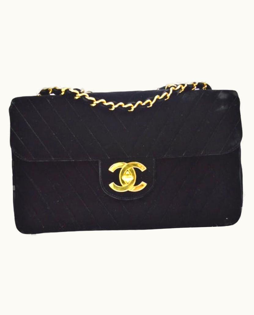 Chanel Chanel Black Velvet Gold Hardware Maxi Evening Shoulder Flap Bag