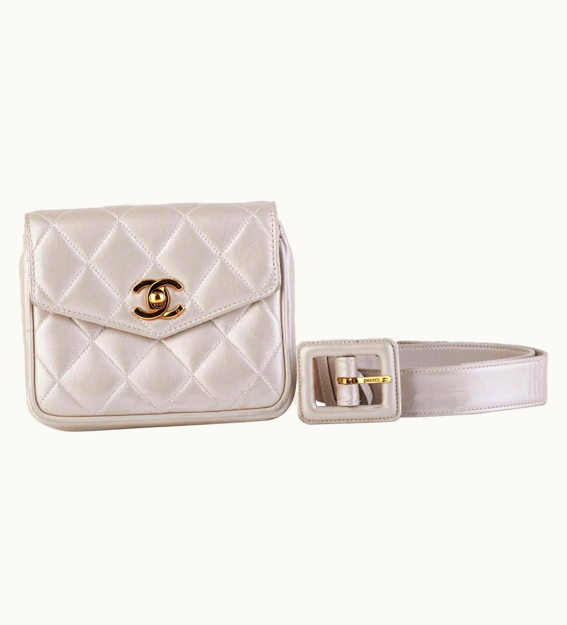 Chanel Chanel Rare Vintage Iridescent Champagne Pearl Mini Belt Bum Bag Fanny Pack