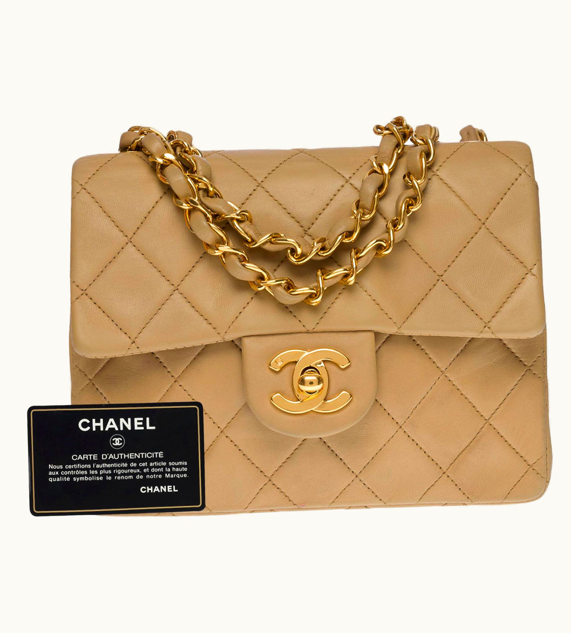 Chanel Splendid Chanel Timeless Mini Flap Bag In Beige Quilted Lambskin, Ghw UZ0592254