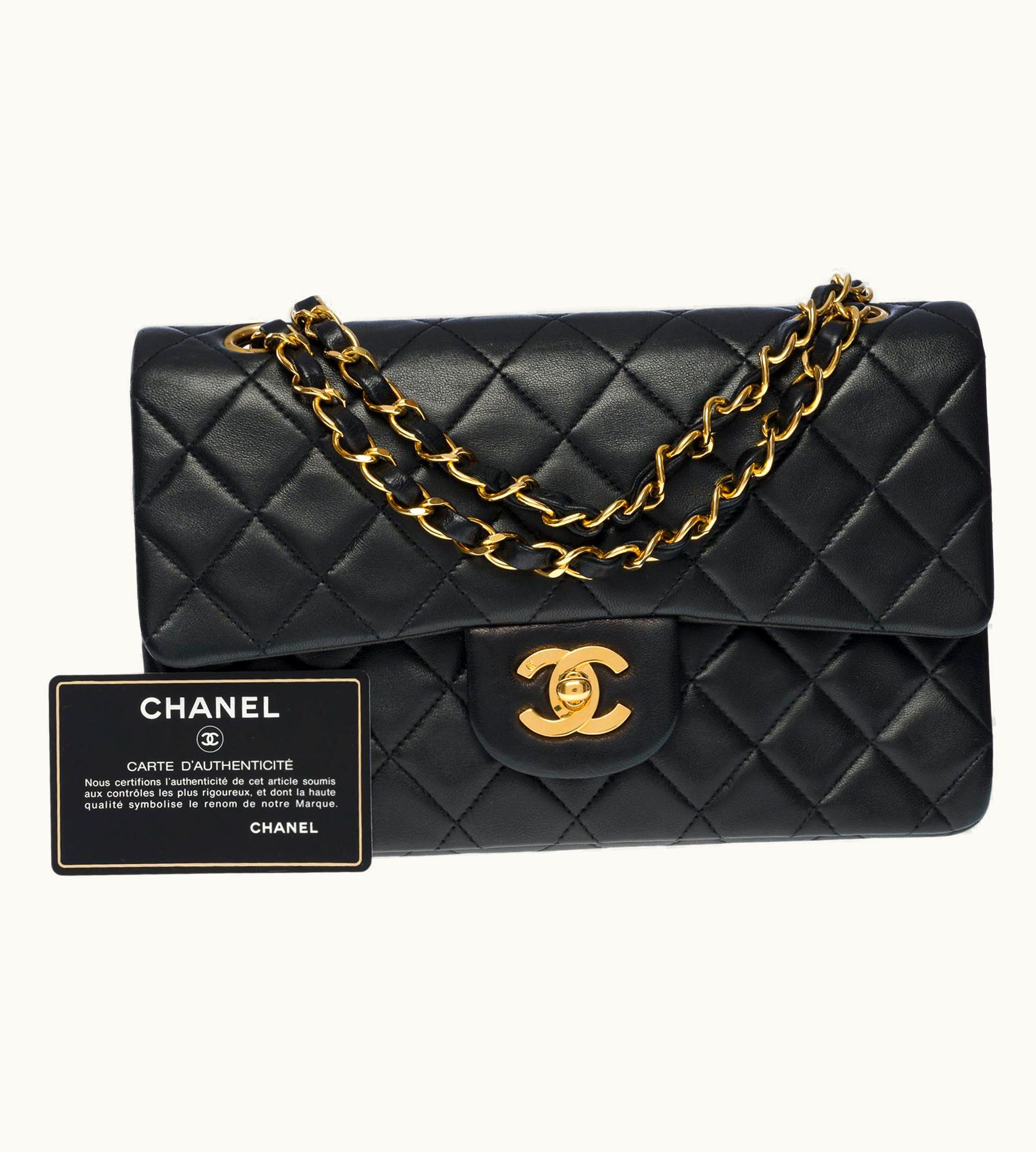 Chanel Chanel Timeless 23cm Double Flap Shoulder Bag In Black Quilted Lambskin, Ghw UZ0592267
