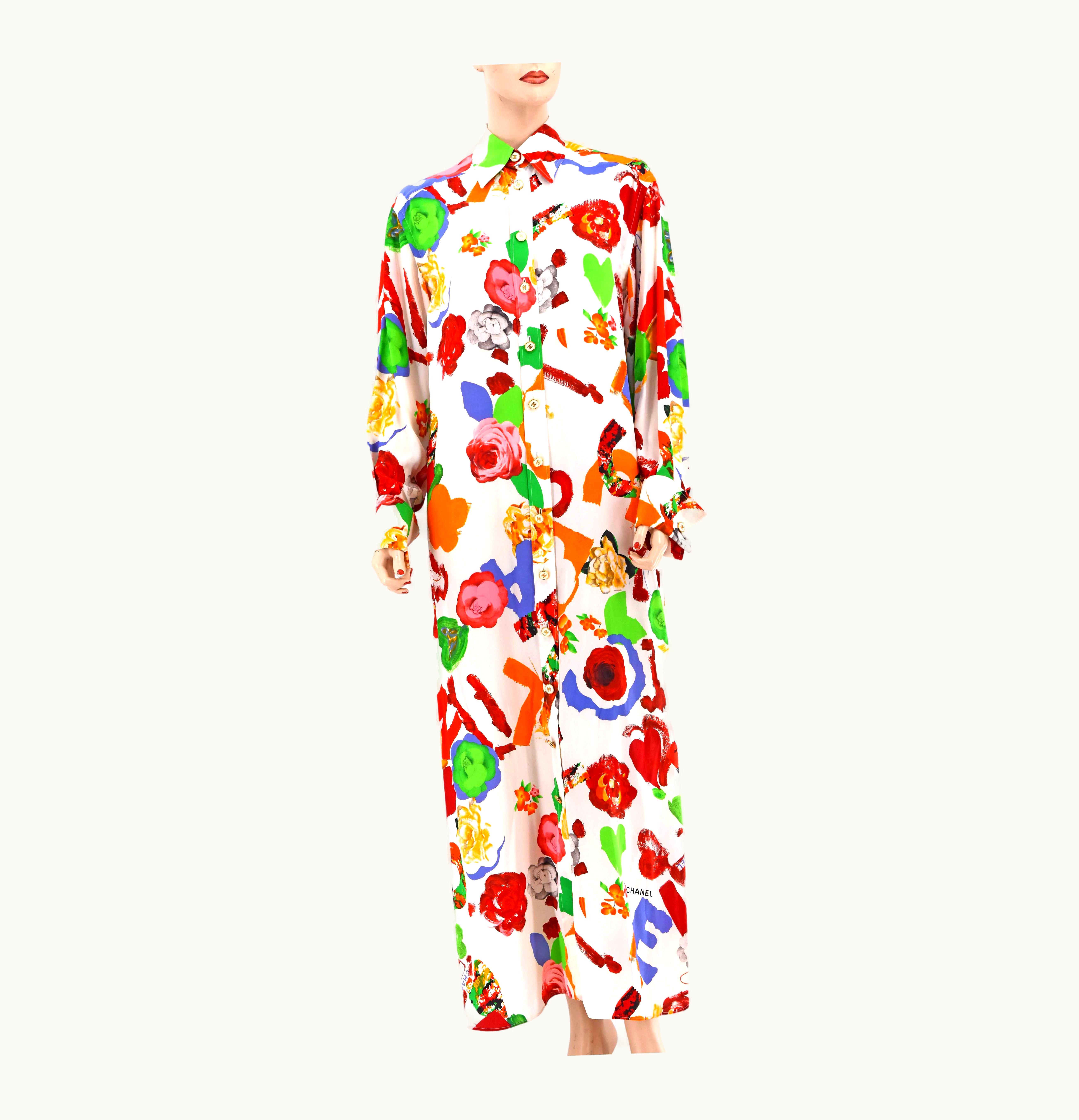 Chanel Chanel Boutique Vintage Oversize Maxi Dress Shirt Cover Up 92p 1992