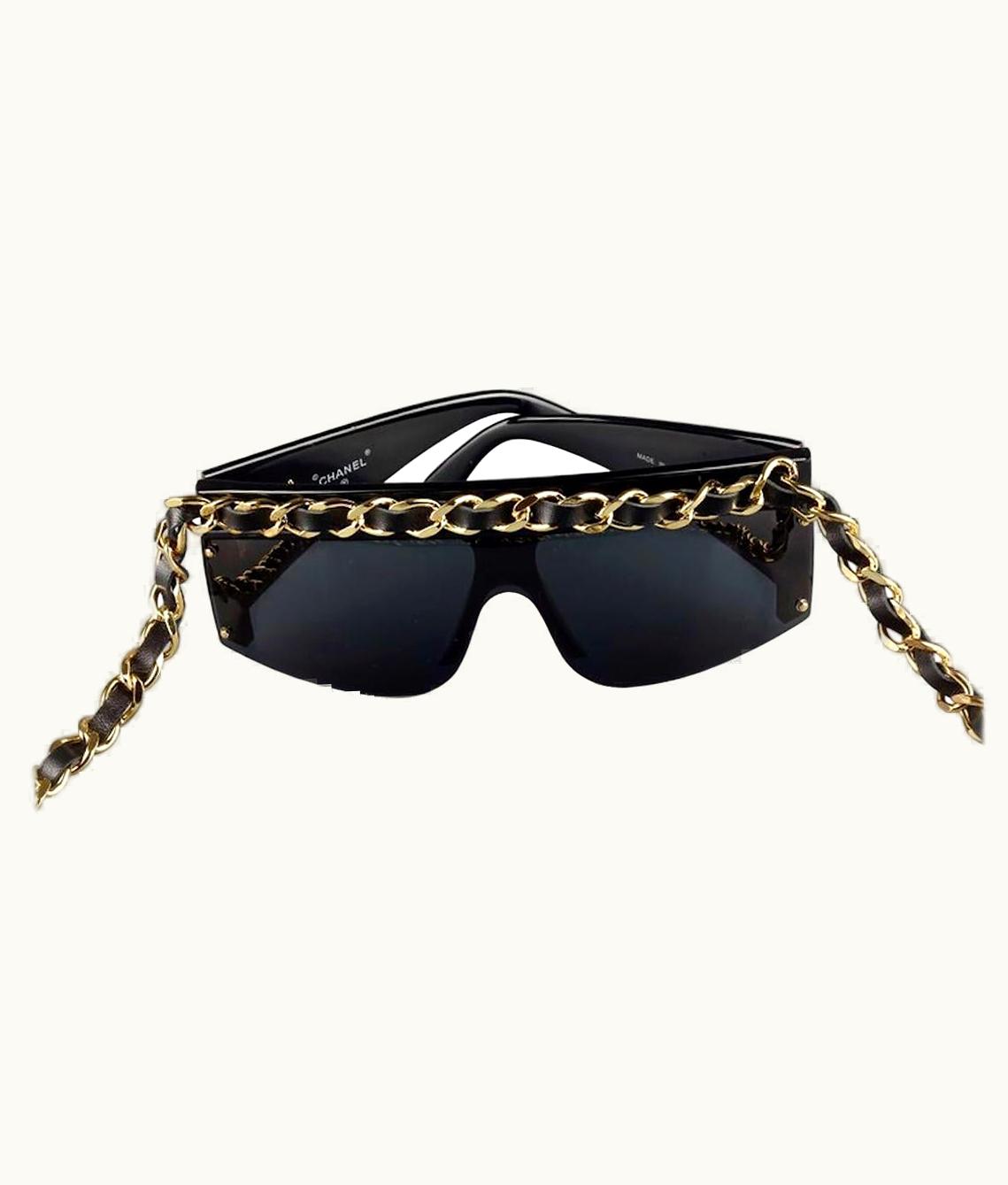 Chanel Vintage 1992 Chanel Iconic Leather Chain Drop Sunglasses