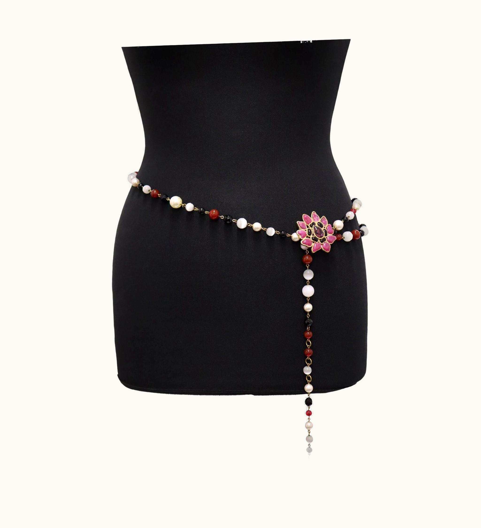 Chanel Chanel 2007 Maison Gripoix Camellia And Pear Wait Belt