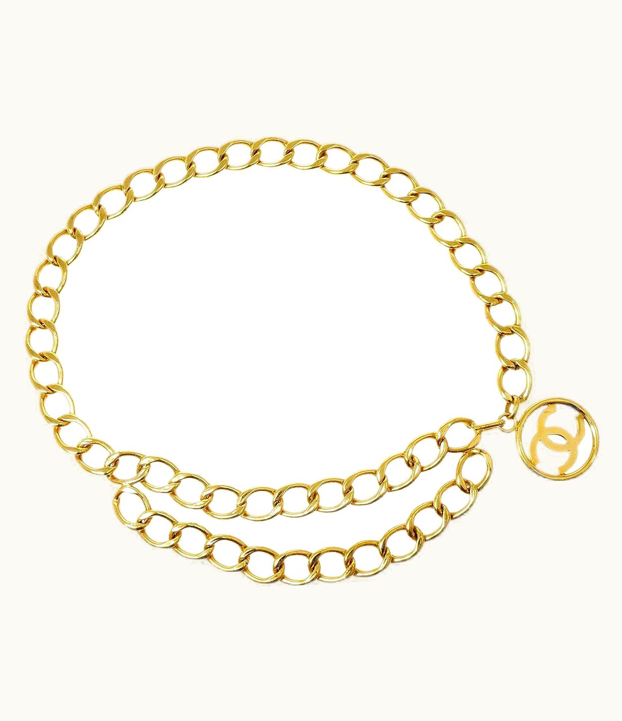 Chanel Chanel Cc Large Double Loop Gold Tone Metal Chain Link Waist Belt