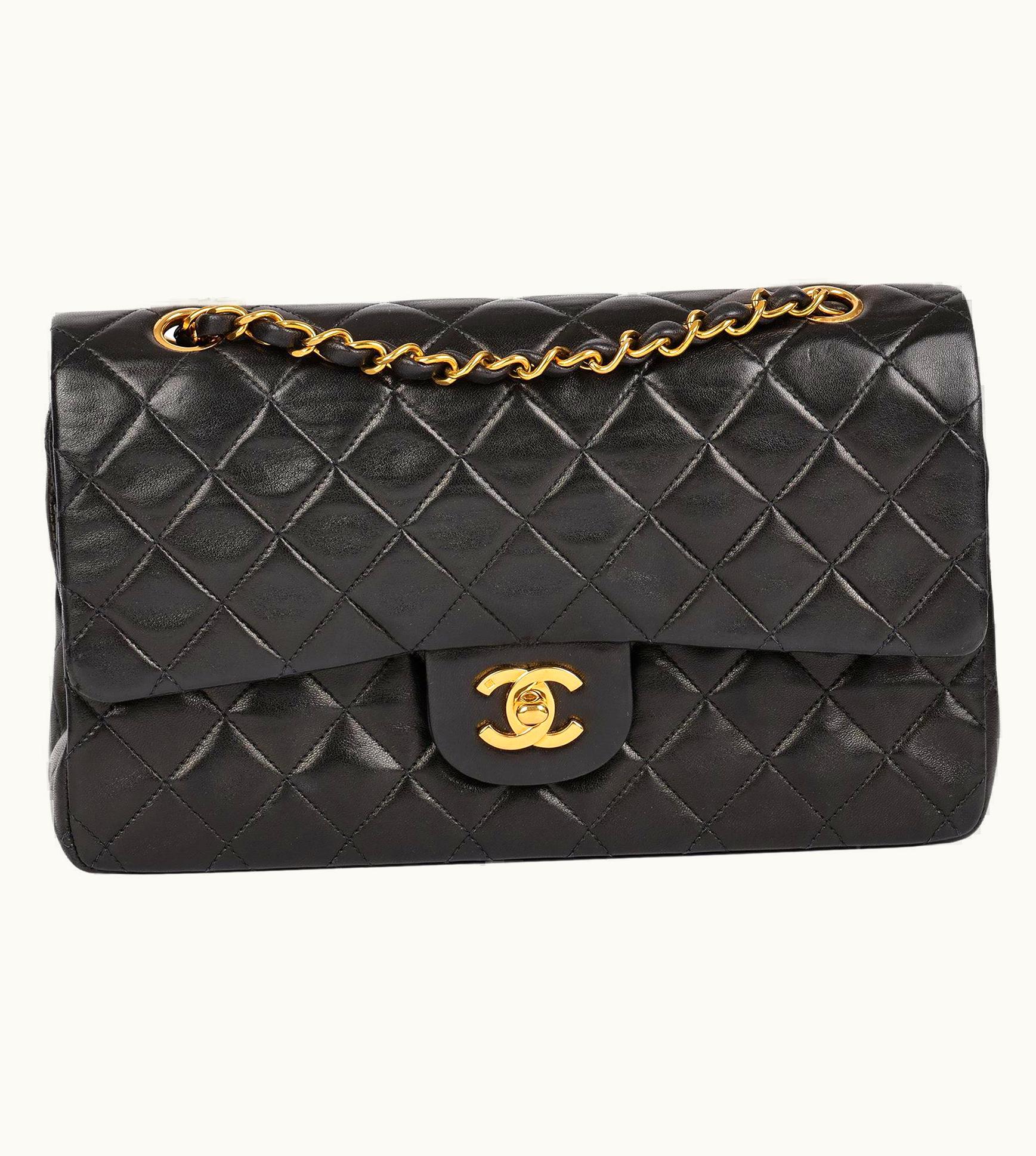 Chanel Chanel Black Quilted Lambskin Vintage Medium Classic Double Flap Bag UZ0592366