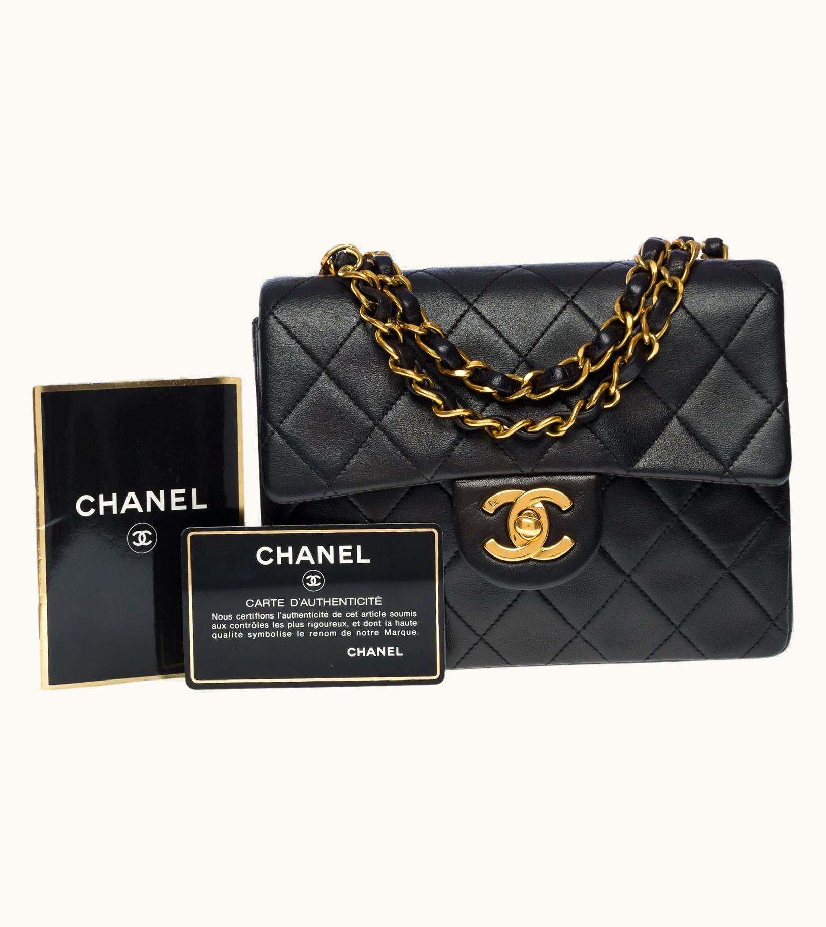 Chanel Chanel Timeless Mini Square Shoulder Flap Bag In Black Quilted Lambskin, Ghw UZ0592370