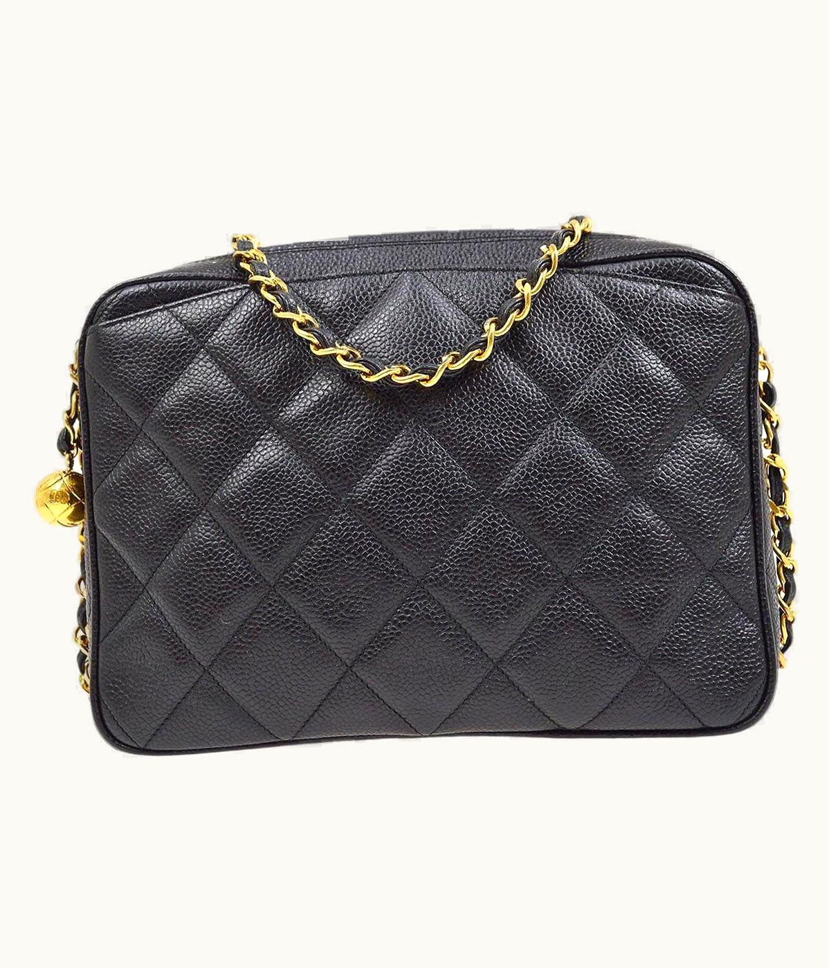 Chanel Chanel Black Caviar Leather Gold Hardware Small Party Shoulder Camera Bag