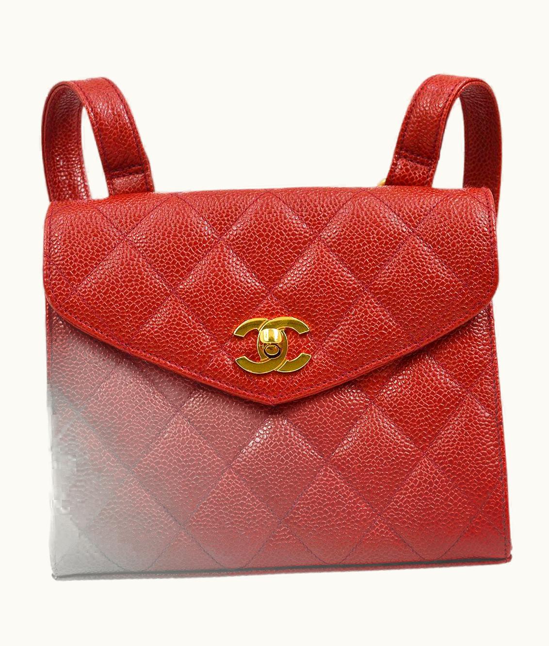 Chanel Chanel Red Caviar Quilted Leather Gold Hardware Small Shoulder Flap Bag