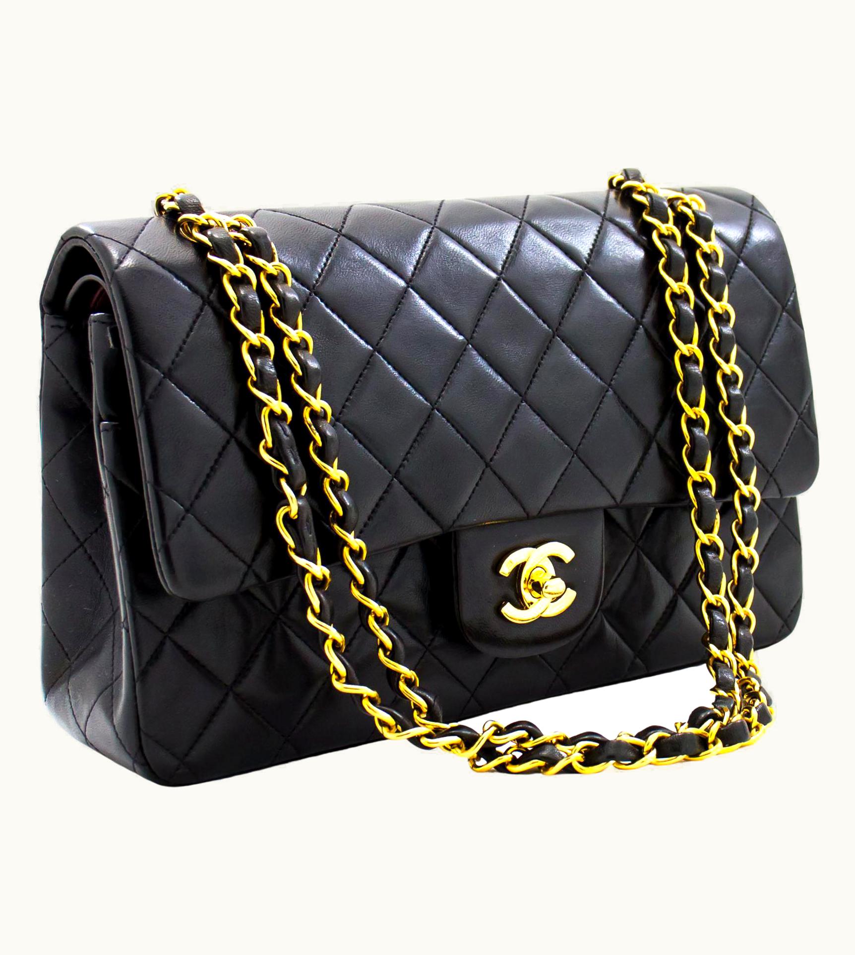 Chanel Chanel 2.55 Double Flap Medium Chain Shoulder Bag Lambskin Black UZ0592396