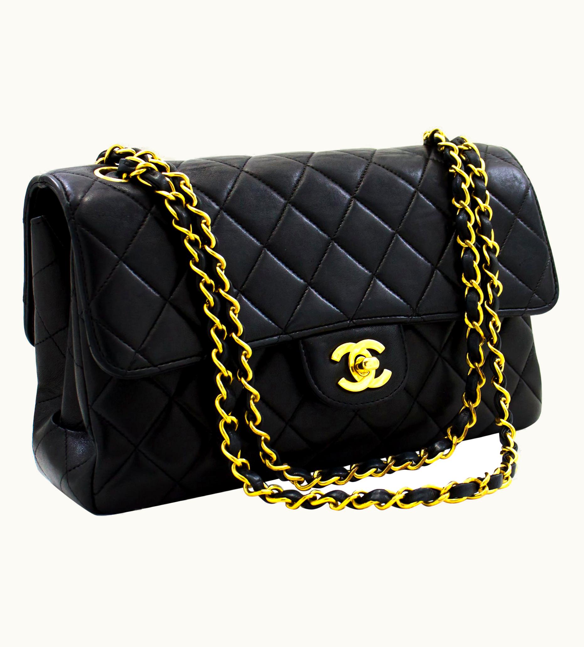 Chanel Chanel Two Face Double Sided Chain Flap Shoulder Bag Black Quilted