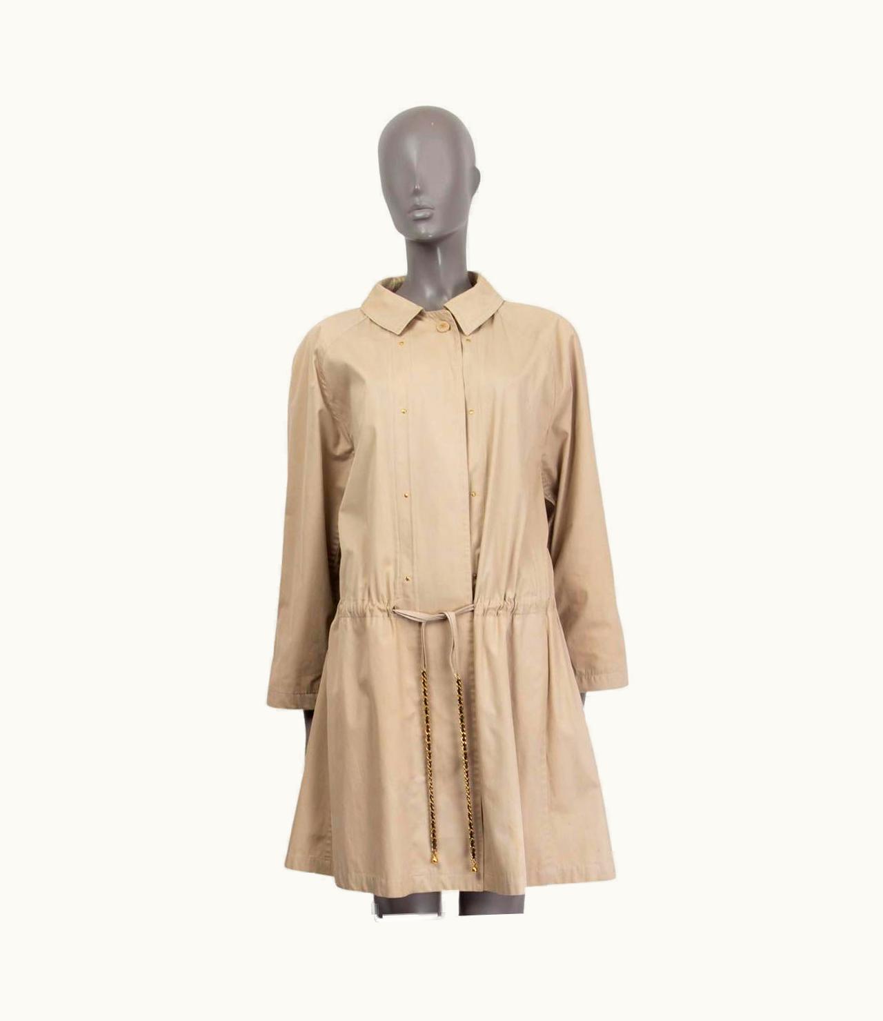 Chanel Chanel Beige Cotton 1994 Chain Drawstraing Coat Jacket