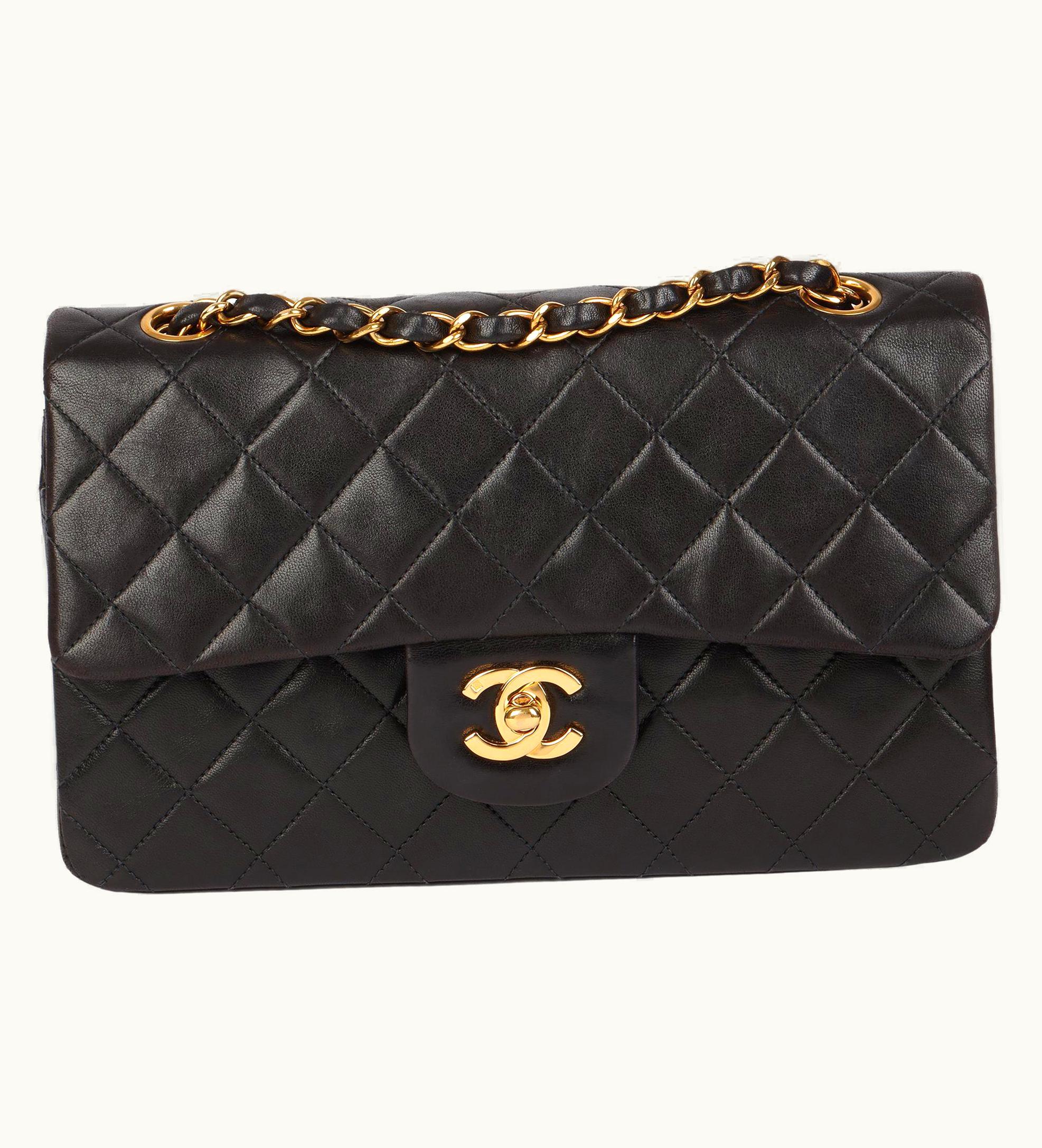 Chanel Chanel Black Quilted Lambskin Vintage Small Classic Double Flap Bag UZ0592413