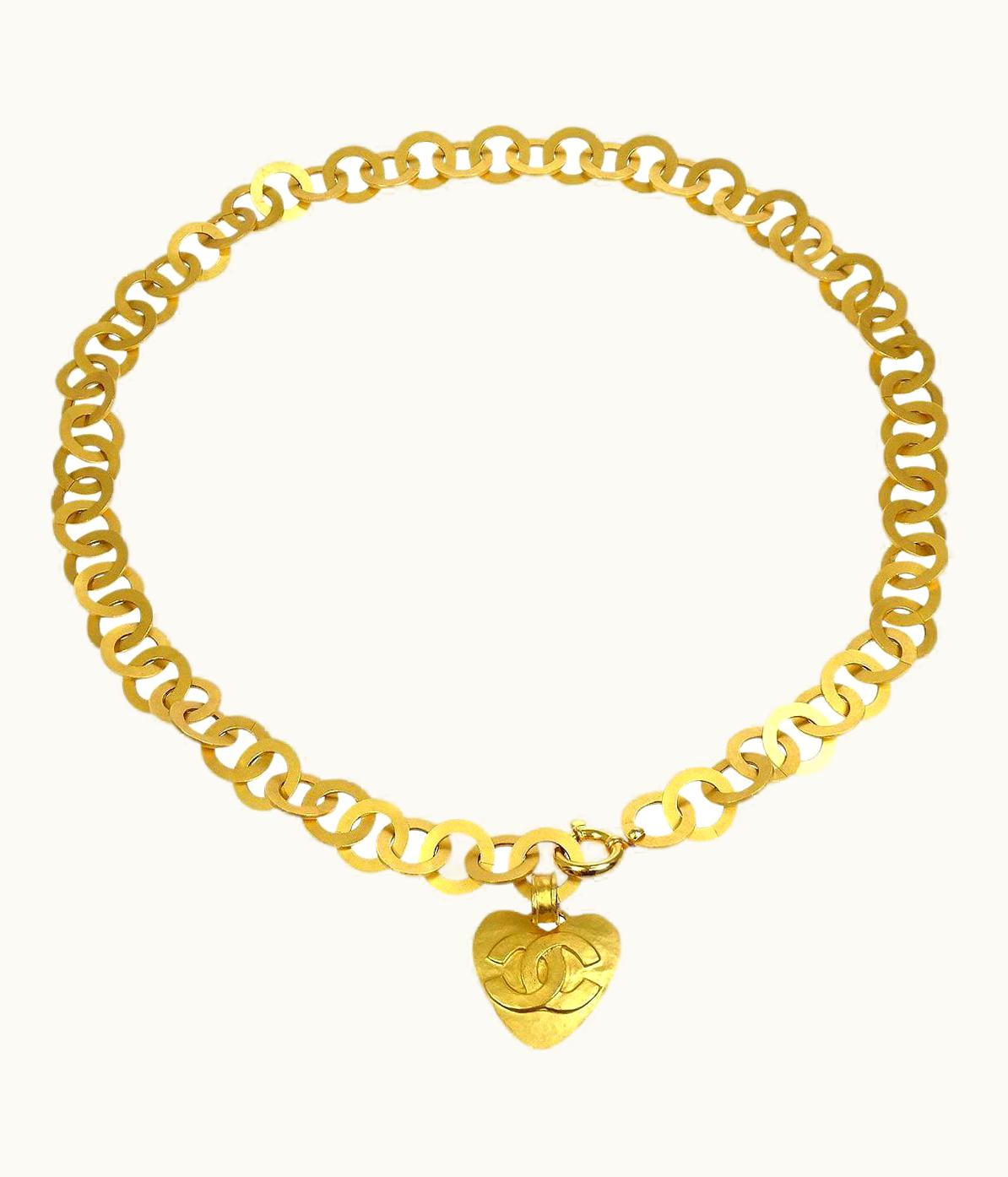 Chanel Chanel Cc Gold Metal Heart Charm Chain Link Waist Belt