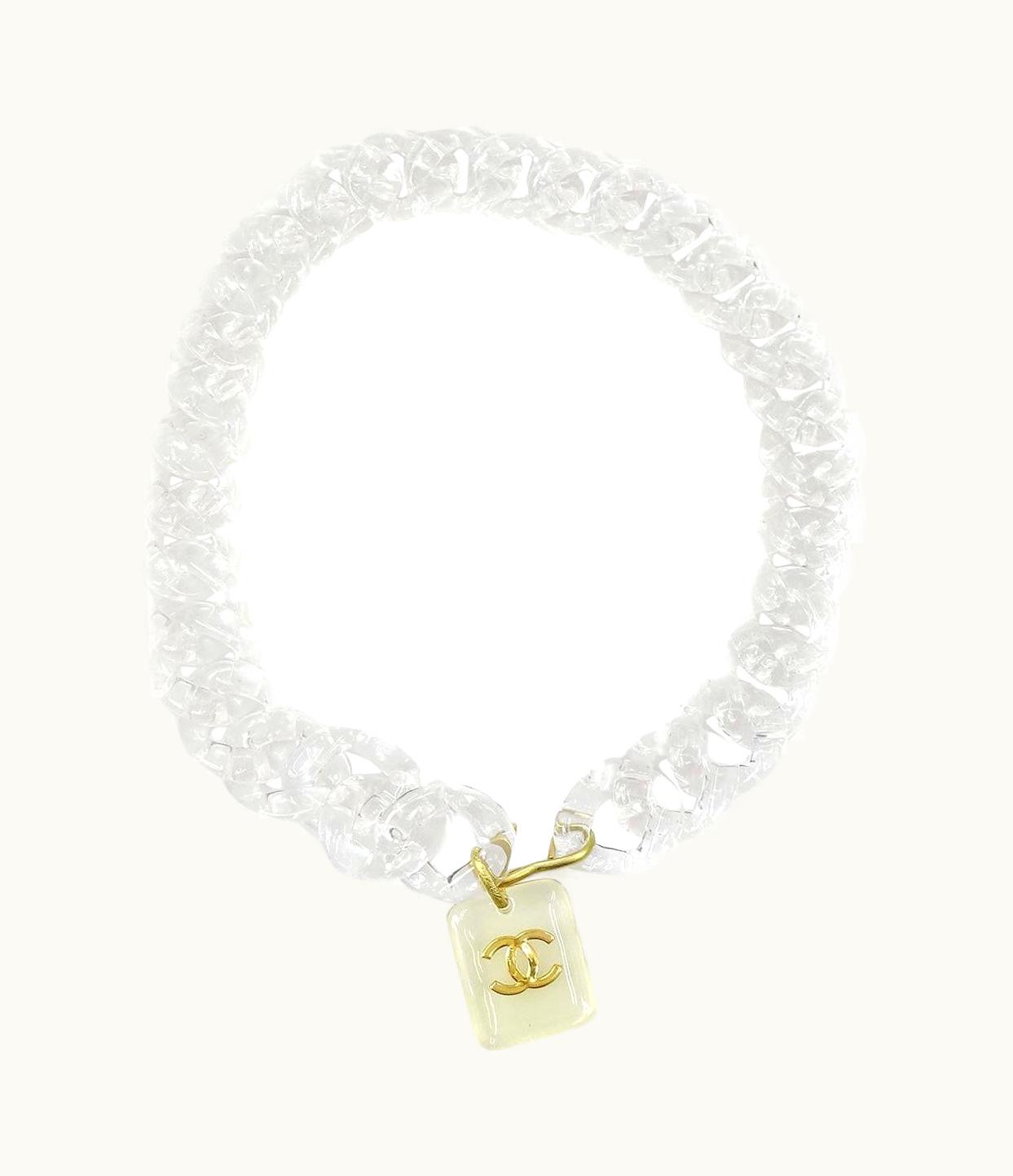 Chanel Chanel Cc White Clear Plastic Gold Metal Chain Link Waist Belt