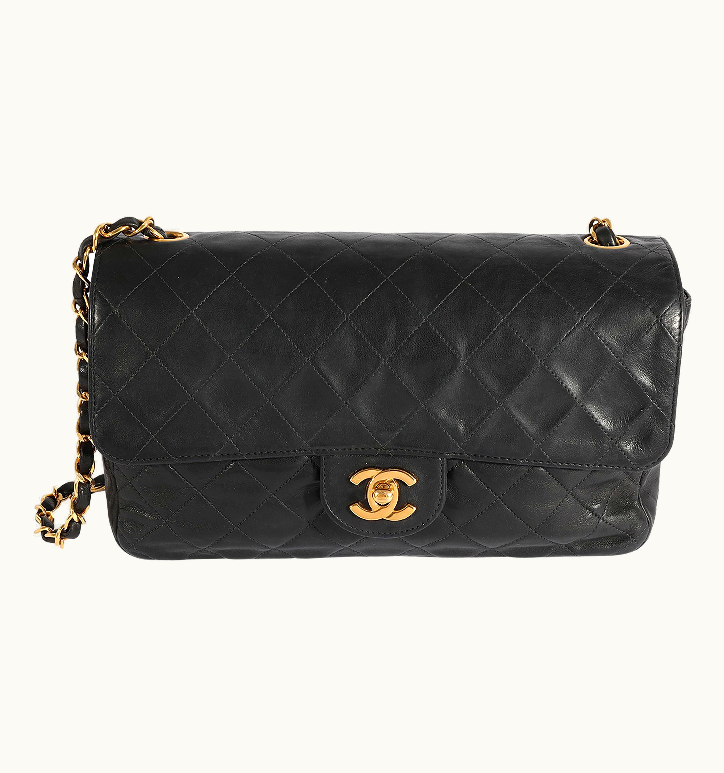 Chanel Chanel Vintage Black Quilted Lambskin Single Flap Crossbody