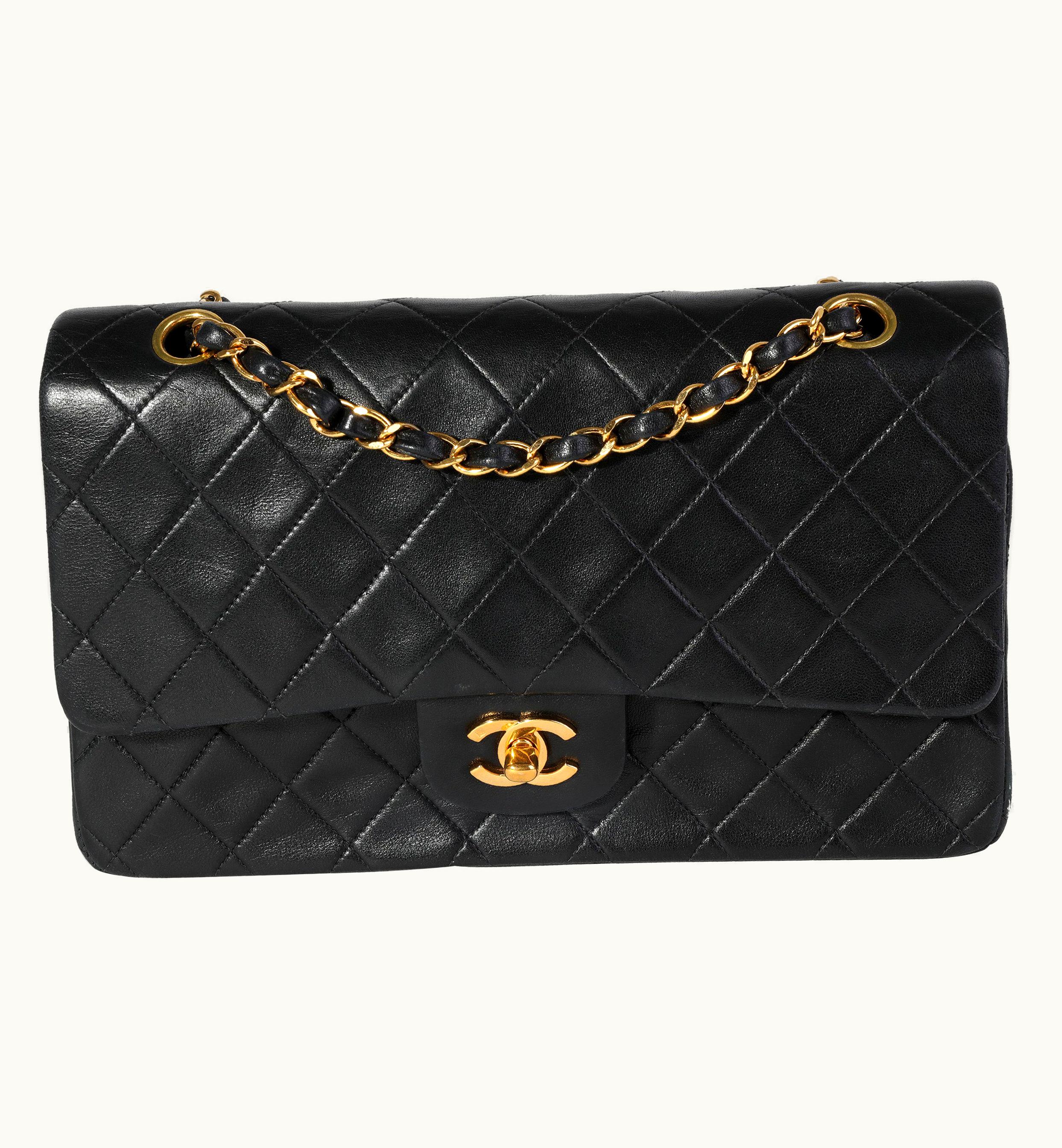 Chanel Chanel Vintage Black Quilted Lambskin Medium Classic Double Flap Bag UZ0592447