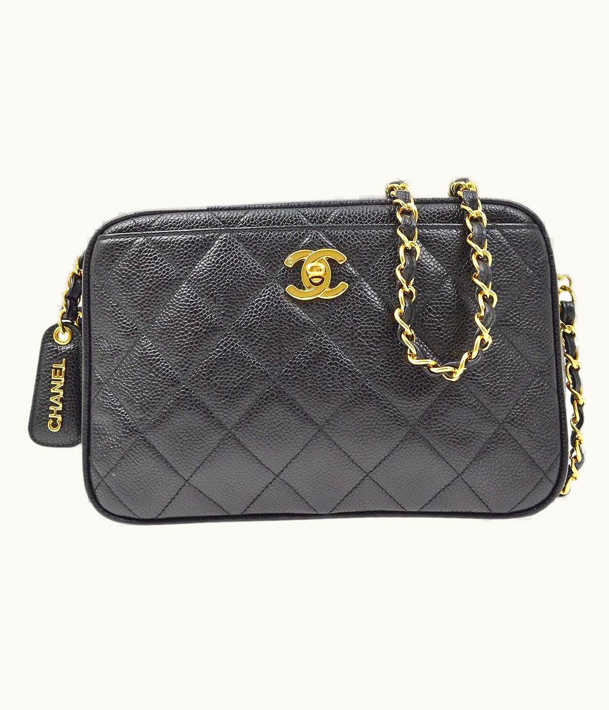 Chanel Chanel Black Caviar Leather Hardware Small Camera Party Evening Shoulder Bag