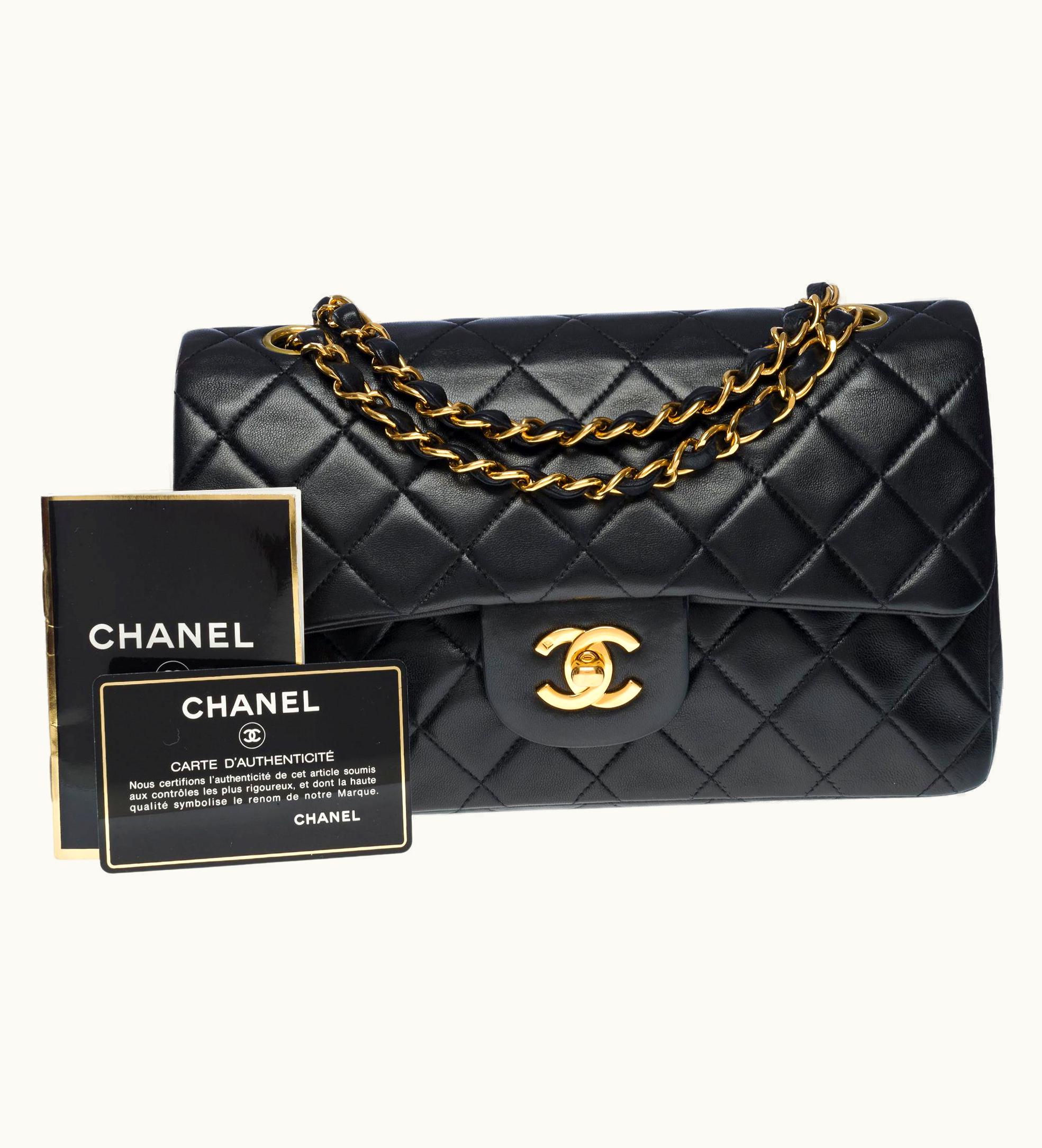 Chanel Chanel Timeless 23cm Double Flap Shoulder Bag In Black Quilted Lambskin, Ghw UZ0592455