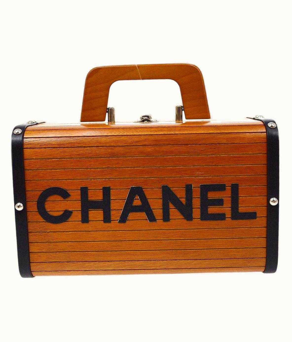 Chanel Chanel Cc Cognac Brown Black Wood Logo Hardware Top Handle Carryall Novelty Bag