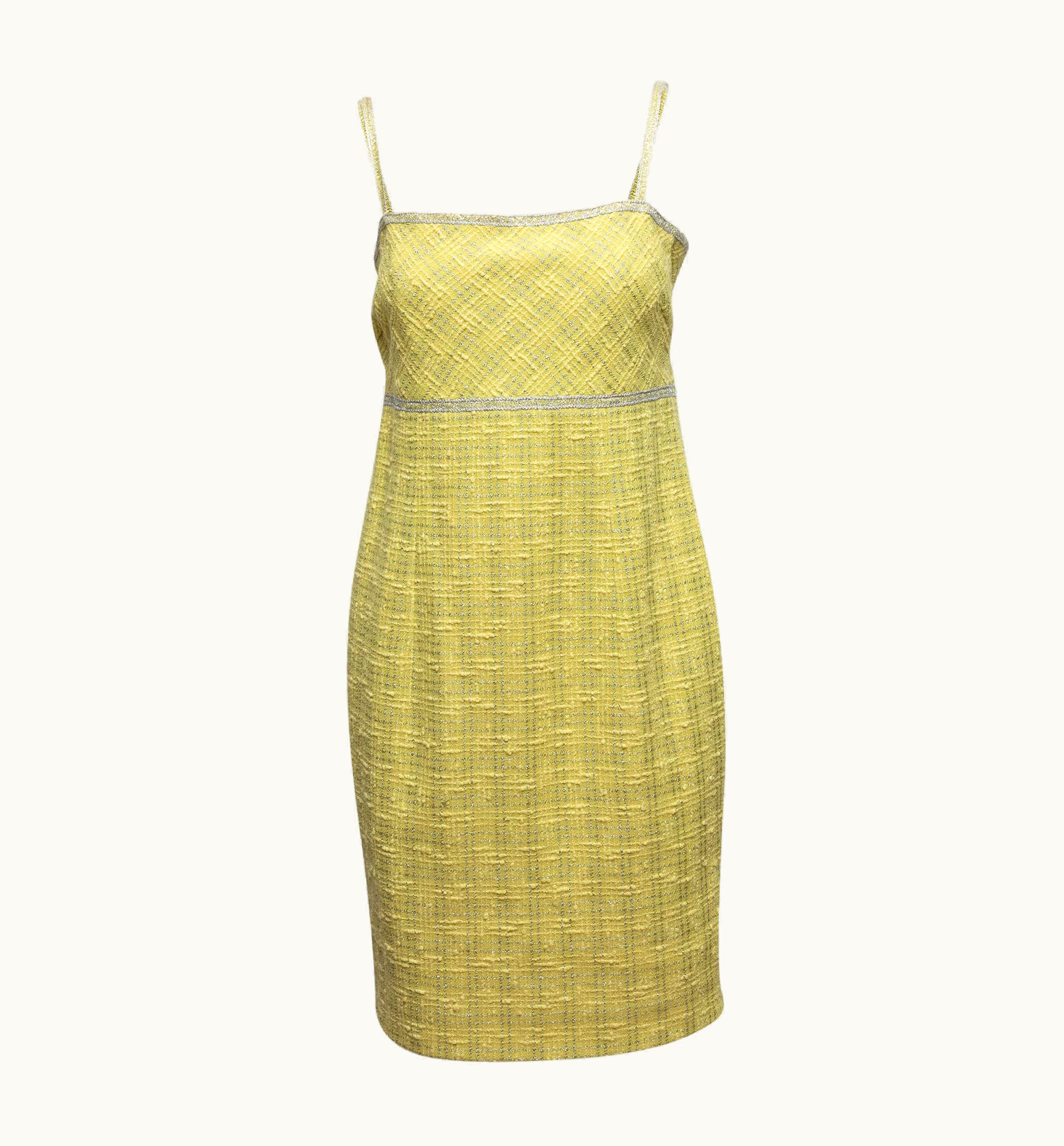 Chanel Chanel Light Yellow Boutique Spring 1997 Tweed Dress