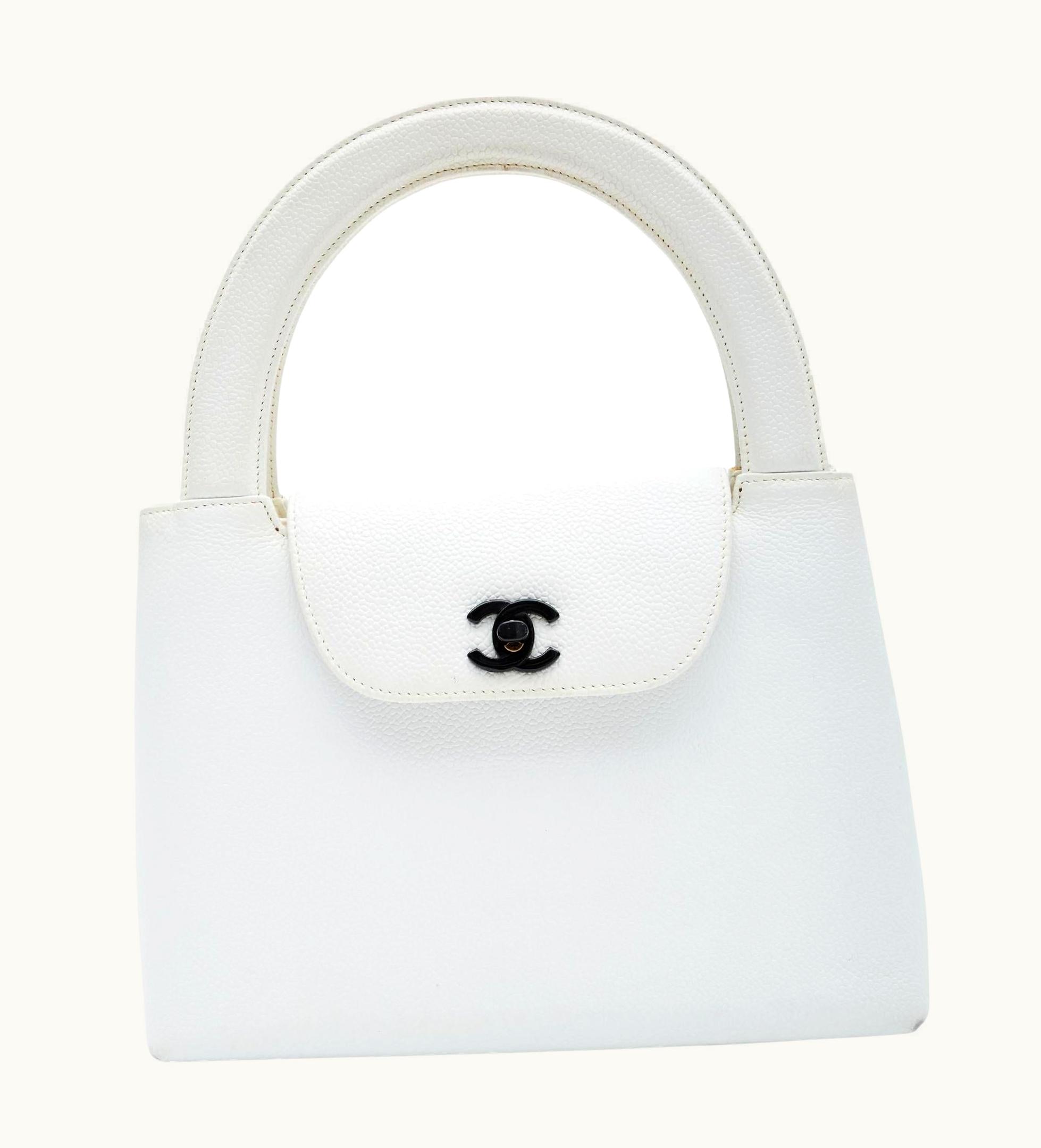 Chanel Chanel Vintage Caviar Top Handle Bag White (Circa 1997)