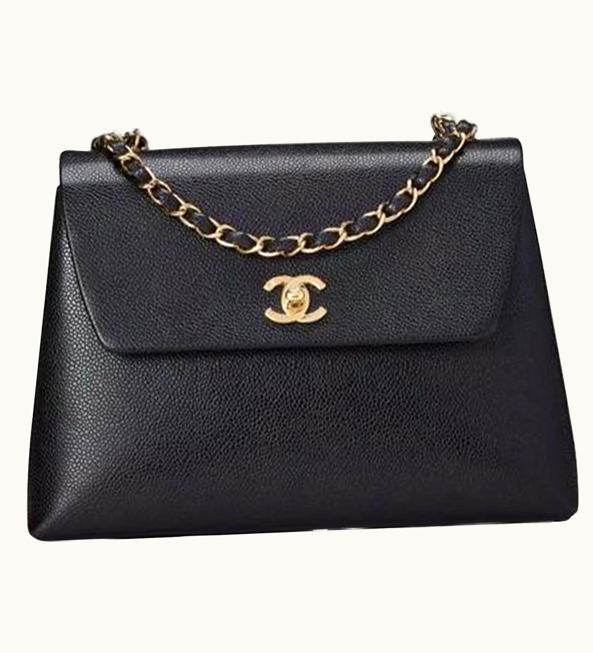 Chanel Chanel Flap Box Vintage 1997 Classic Single Rare Black Caviar Leather Bag