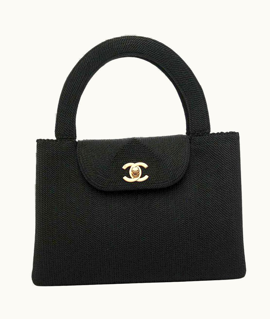 Chanel Chanel Black Silk Rope Vintage Mini Classic Kelly