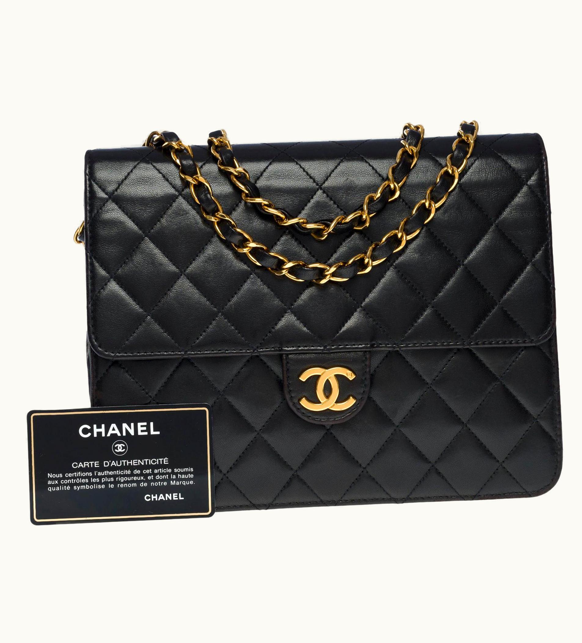 Chanel Gorgeous Chanel Classic Shoulder Flap Bag In Black Quilted Lambskin Leather, Ghw UZ0592521