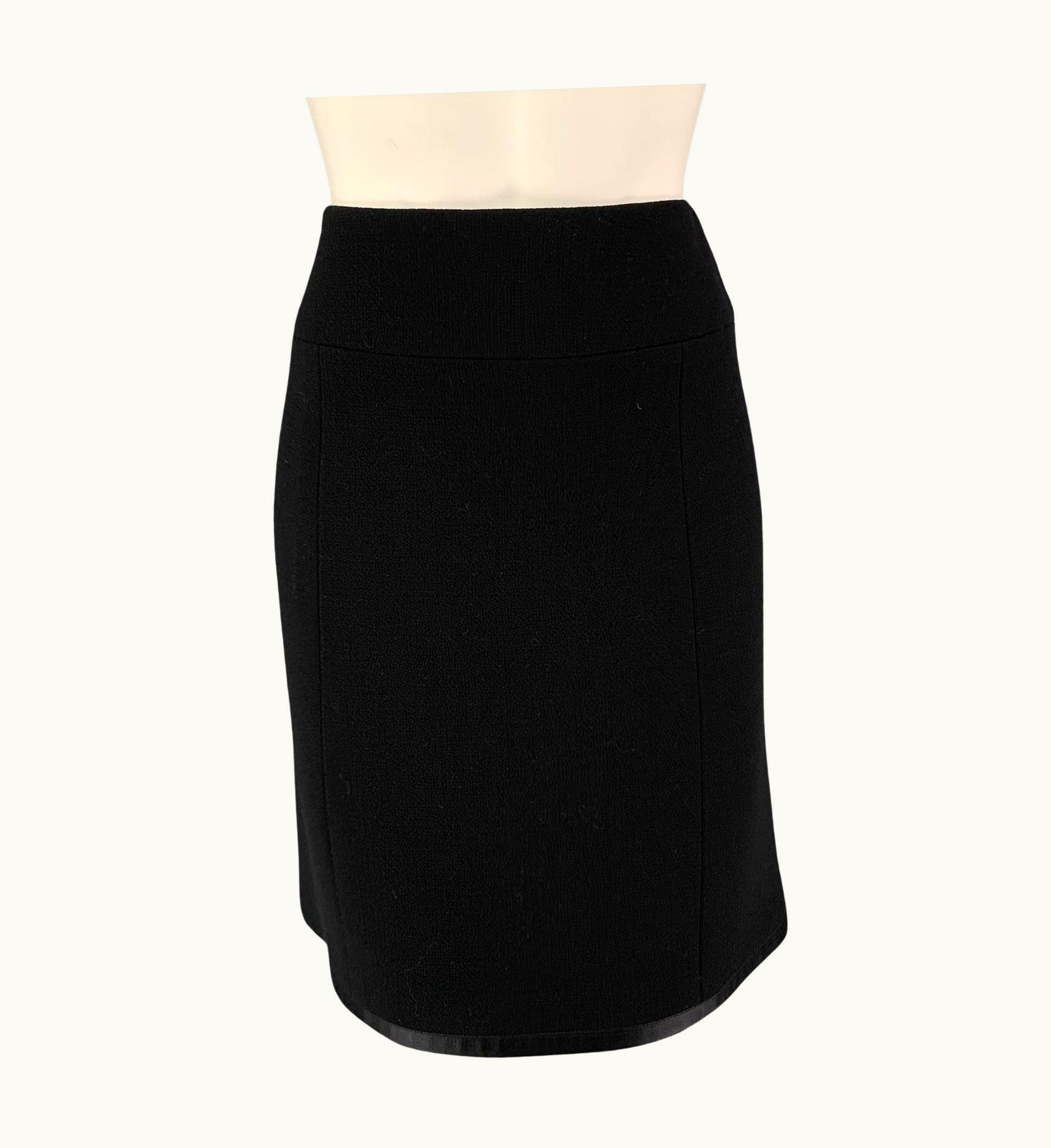 Chanel Chanel Black Wool A-Line Skirt