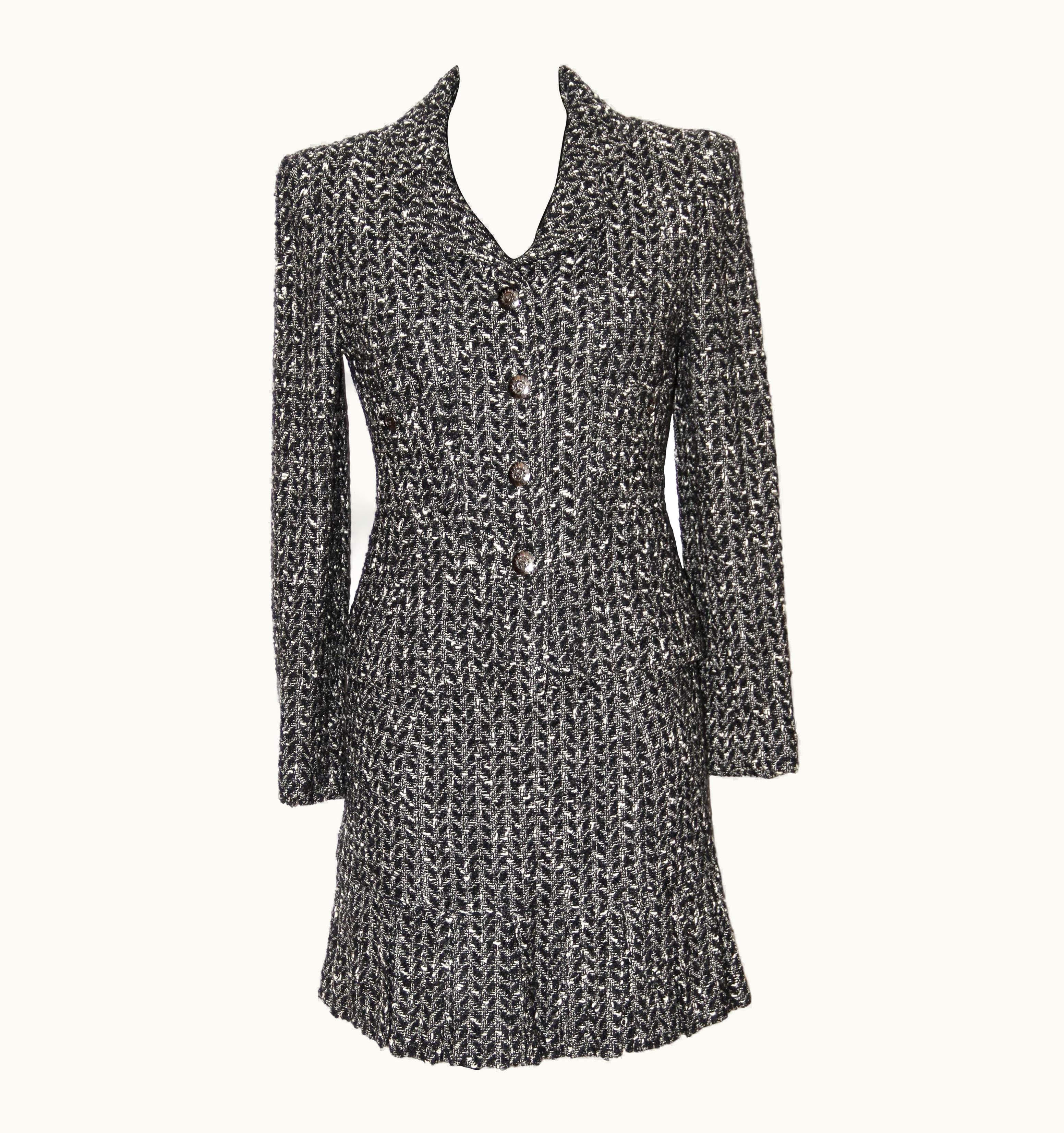 Chanel Chanel 1997 97a Black And White Wool Tweed Suit