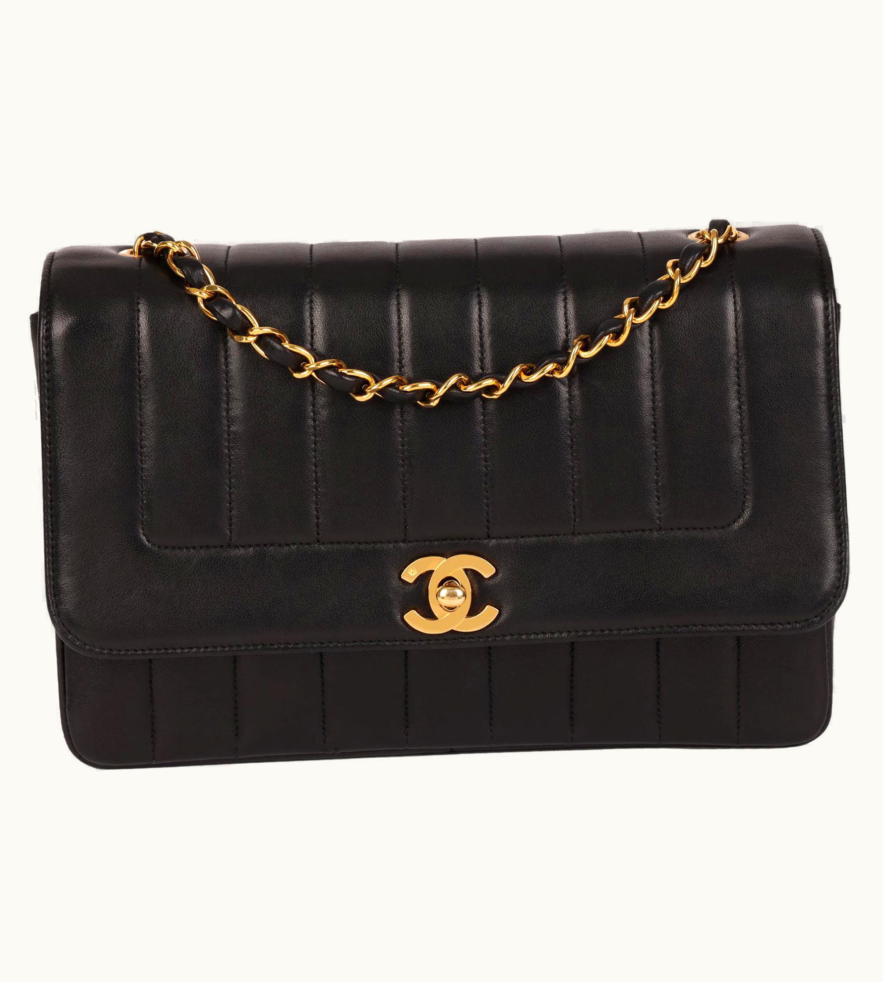 Chanel Chanel Black Vertical Quilted Lambskin Vintage Small Classic Single Flap Bag
